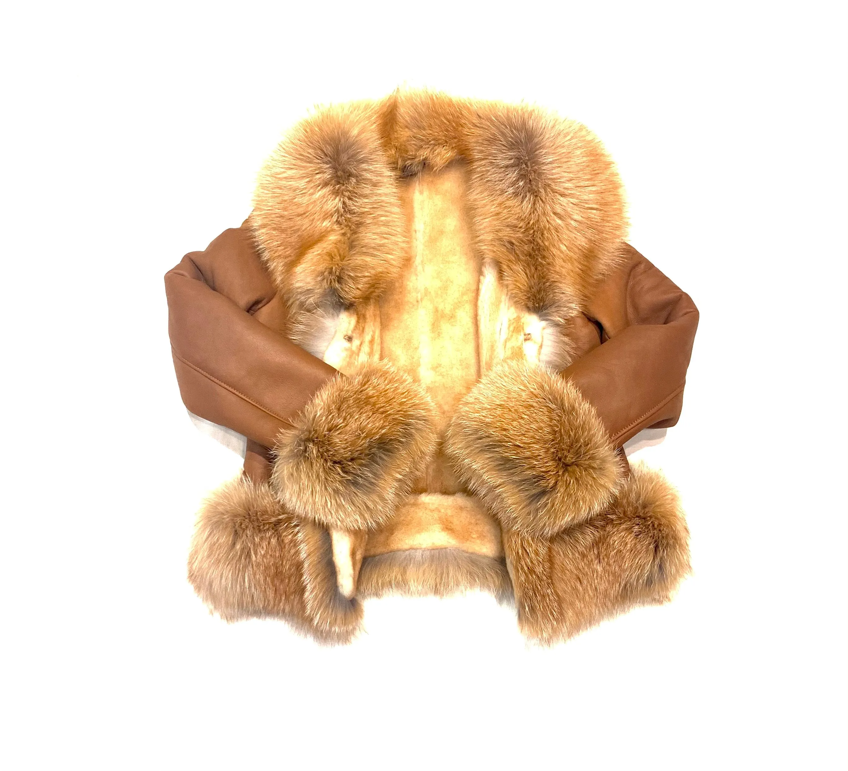 Barya NewYork Ladies Whiskey Oversize Fox Collar Shearling