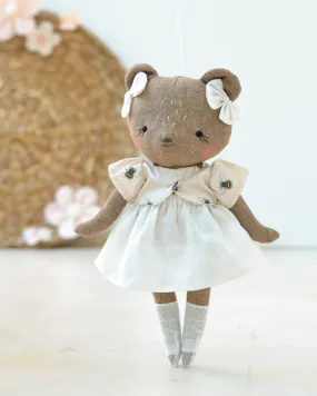 Bear Soft Toy Charlotte | Bee Top with White Skirt