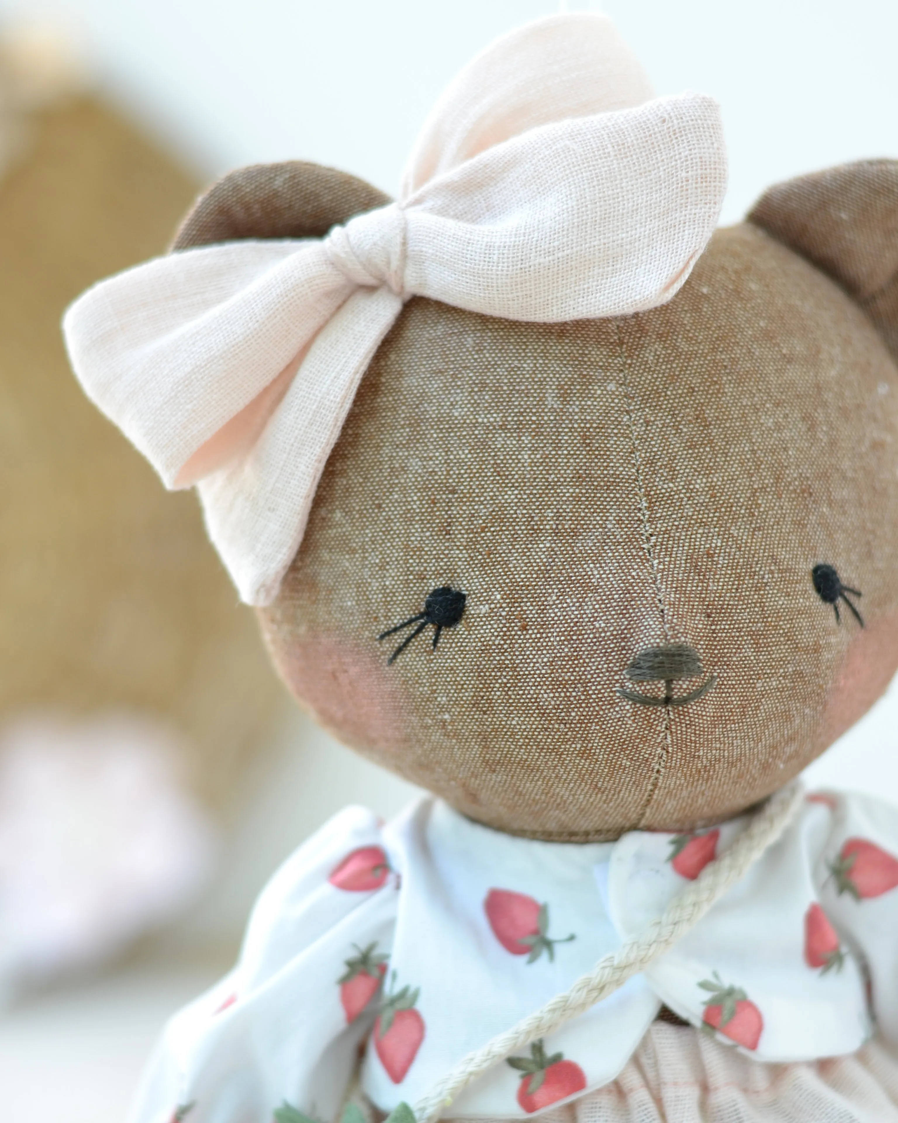 Bear Soft Toy Charlotte | Strawberry Top with Strawberry Bag