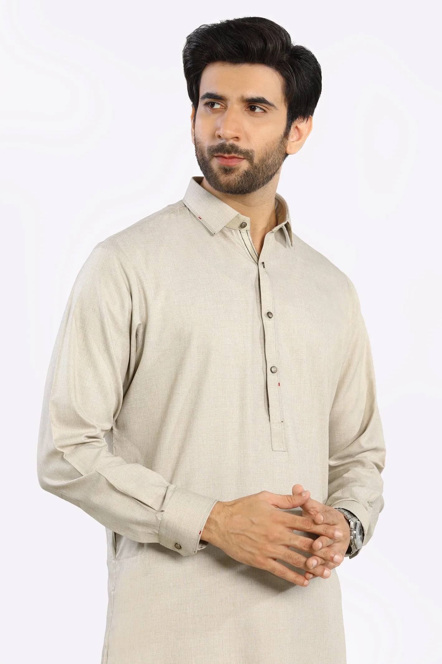 Beige Rayon Blend Shalwar Kameez