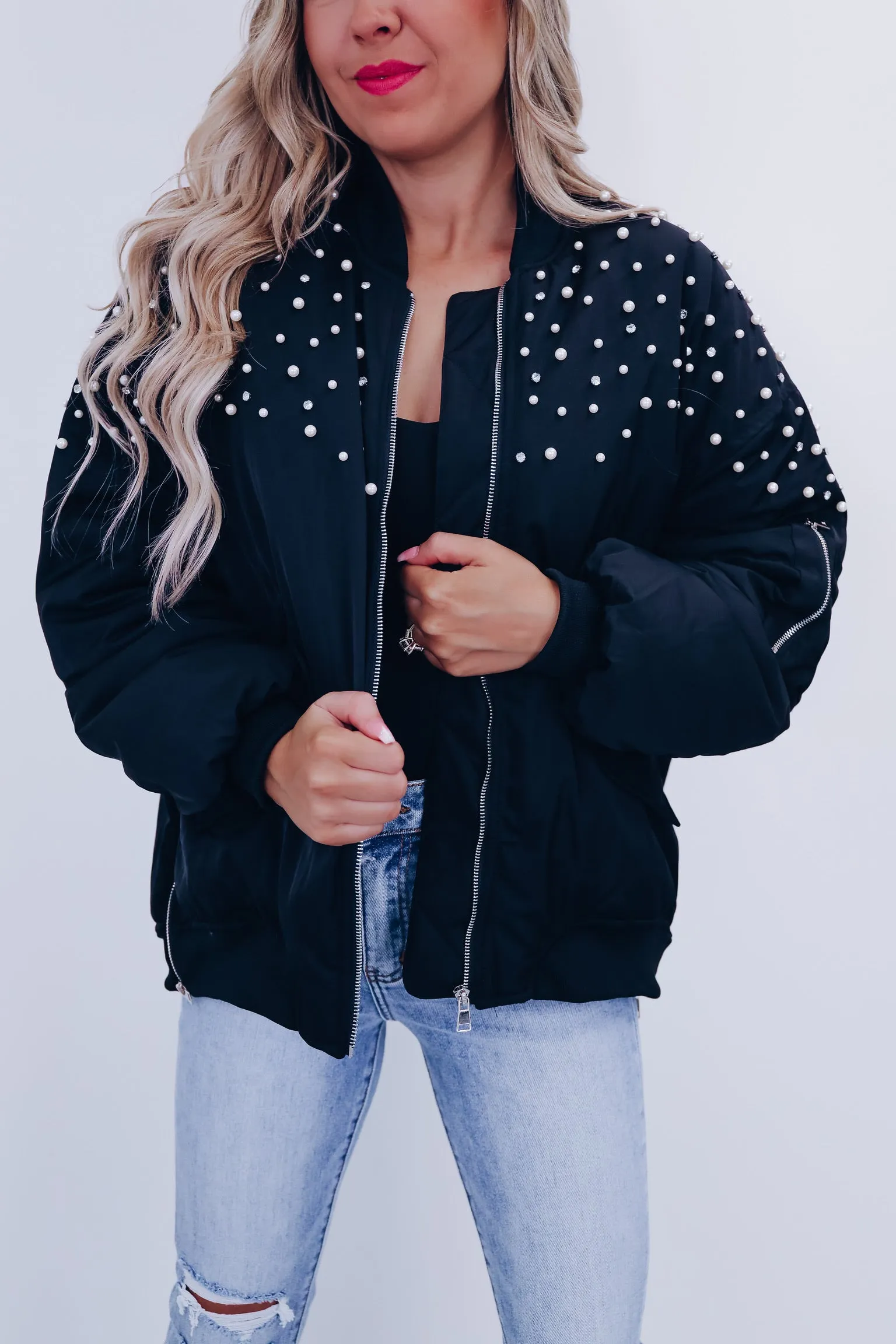 Bismarck Bejeweled Bomber Jacket - Black