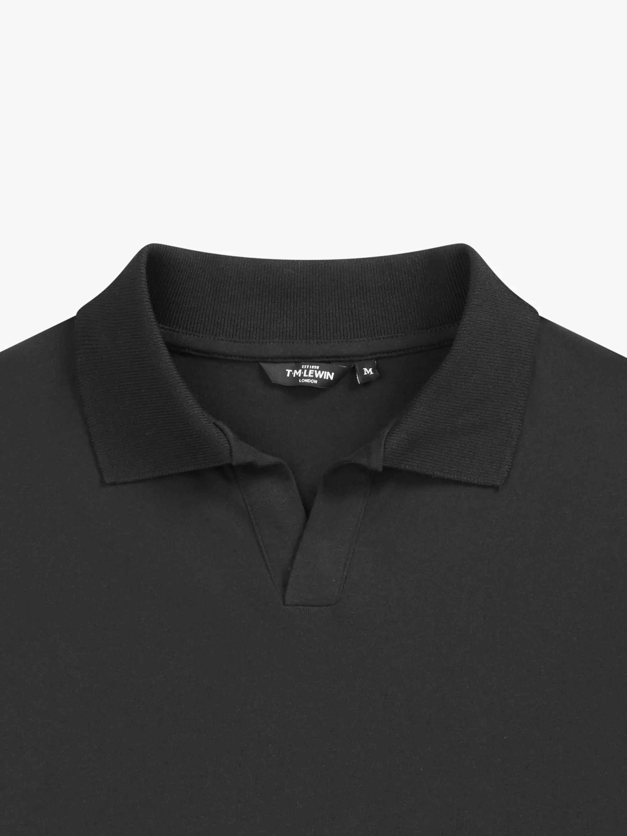 Black Organic Cotton Revere Collar Polo