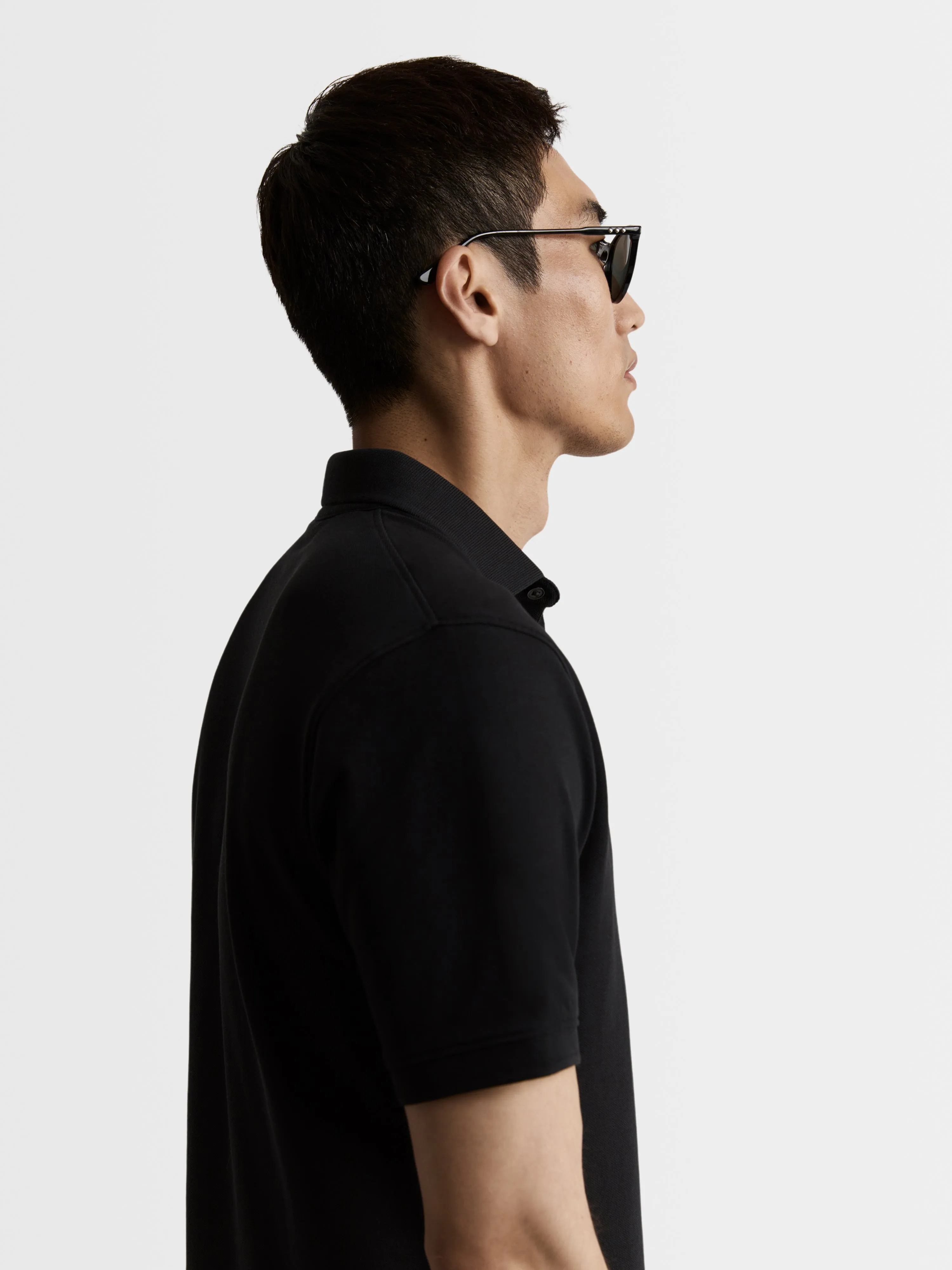 Black Pique Egyptian Cotton Polo