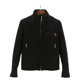 Black Quilted Suede Jacket