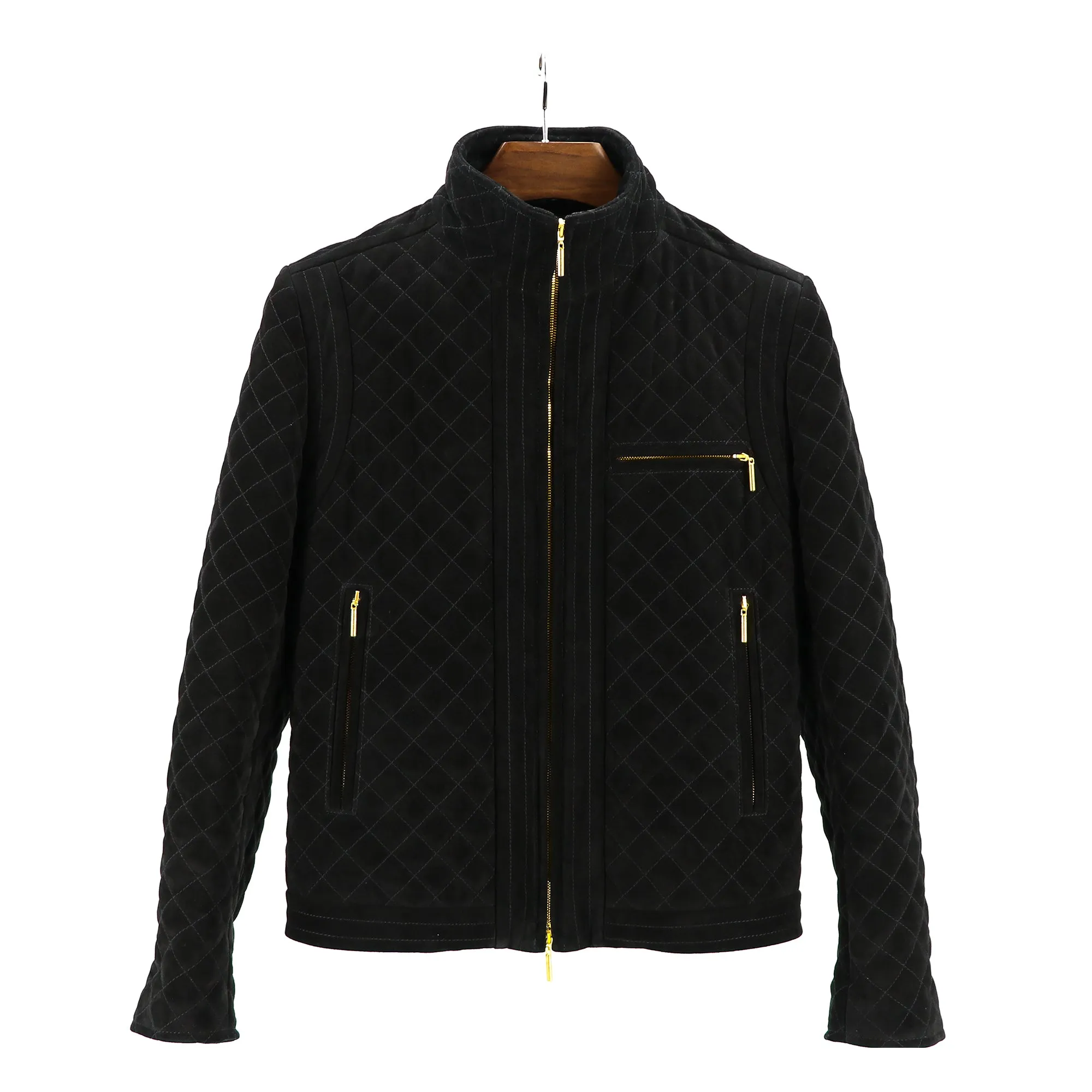 Black Quilted Suede Jacket