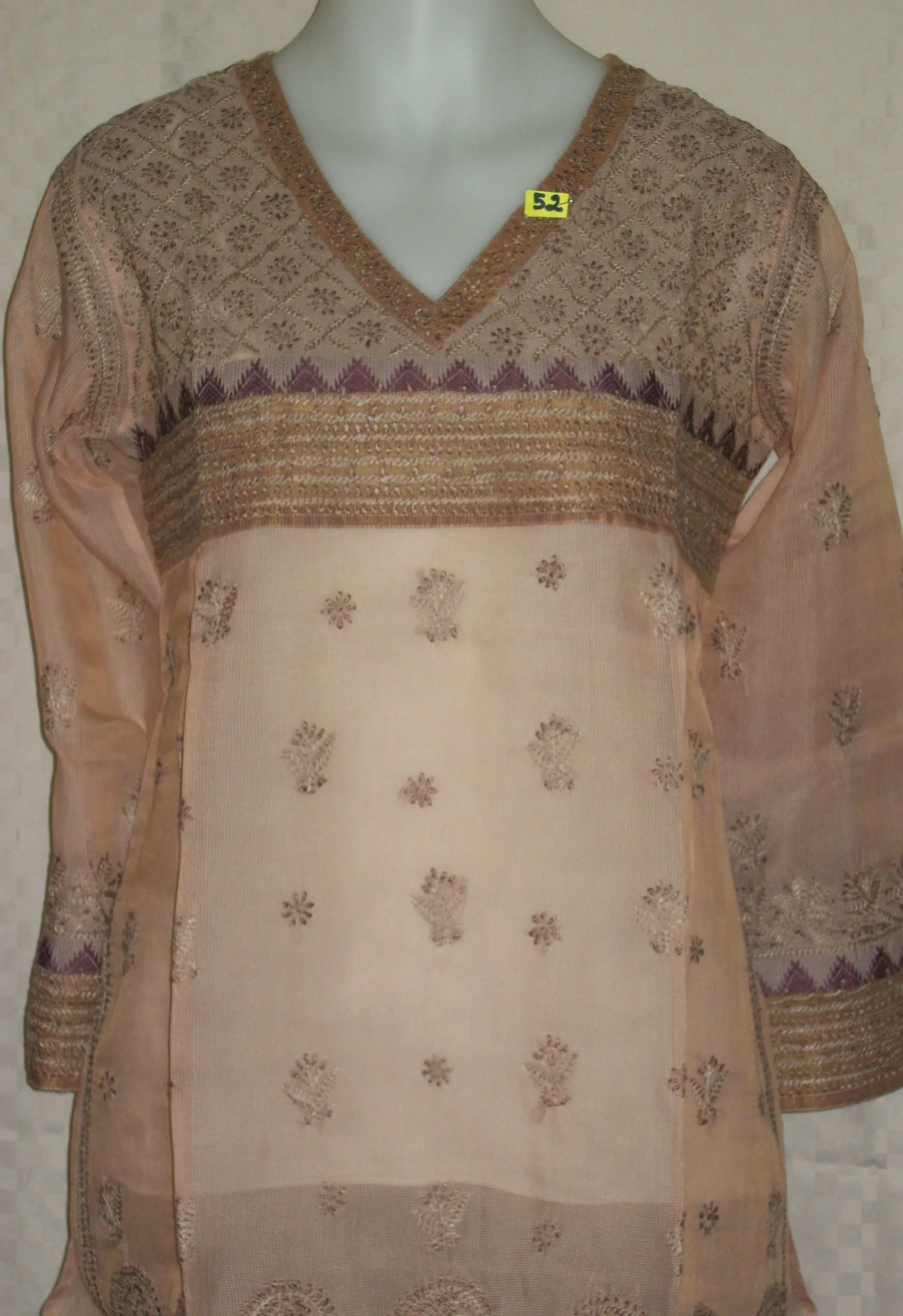 Blouse 052 Pink Cotton Kurti Tunic Shirt Kameez Medium Size