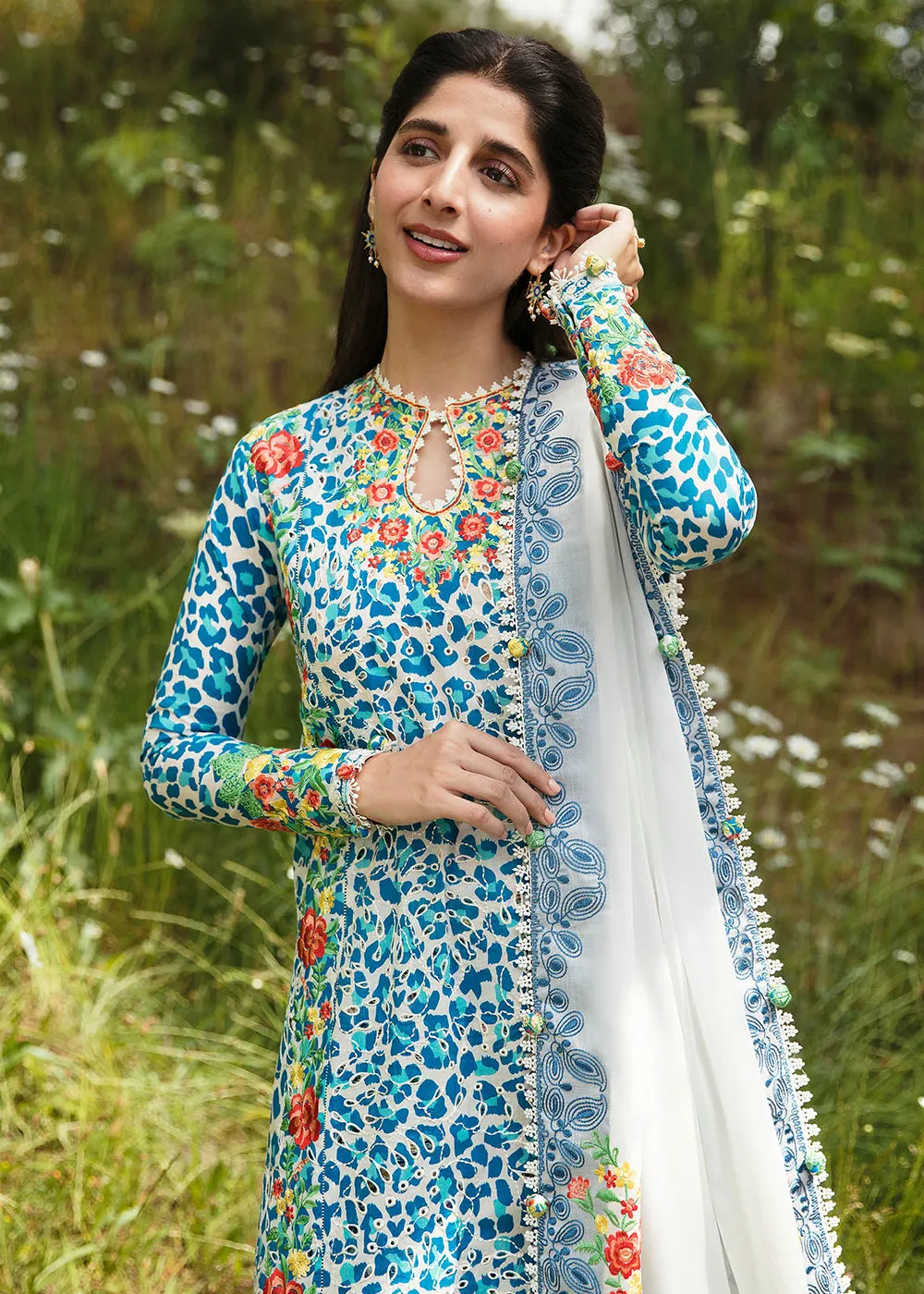 Blue Luxury Lawn Suit | Zaha | Festive Lawn '23 | SELIN - ZF23-08