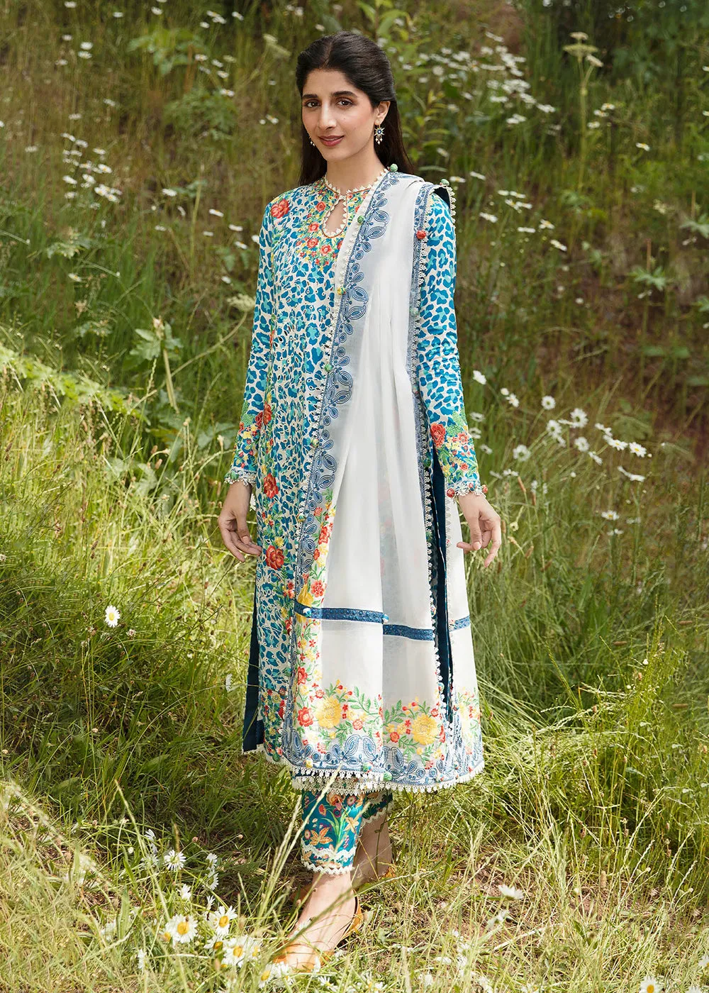 Blue Luxury Lawn Suit | Zaha | Festive Lawn '23 | SELIN - ZF23-08