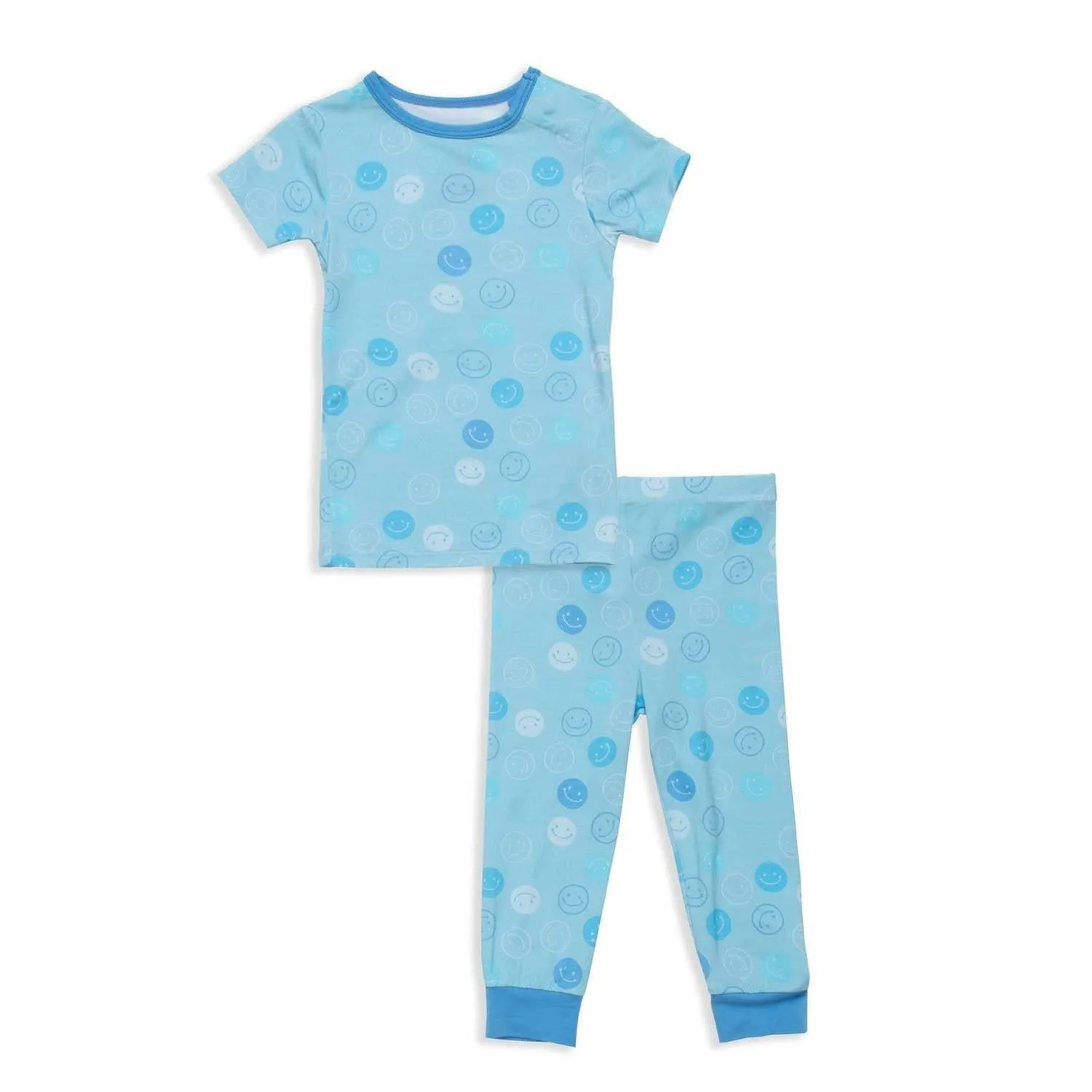 blue smile modal magnetic no drama toddler pajama short sleeve set