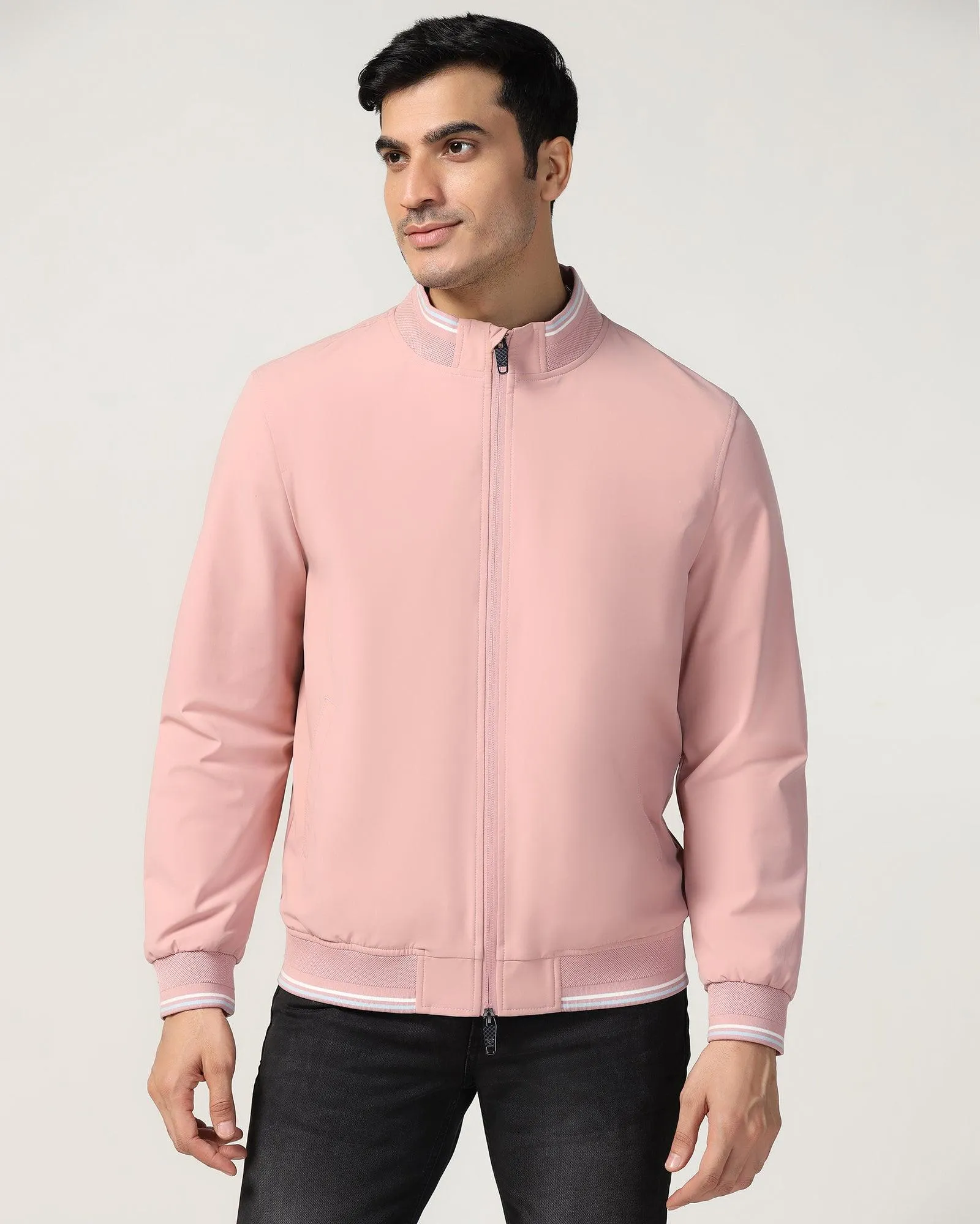 Bomber Peach Solid Zipper Jacket - Cornell