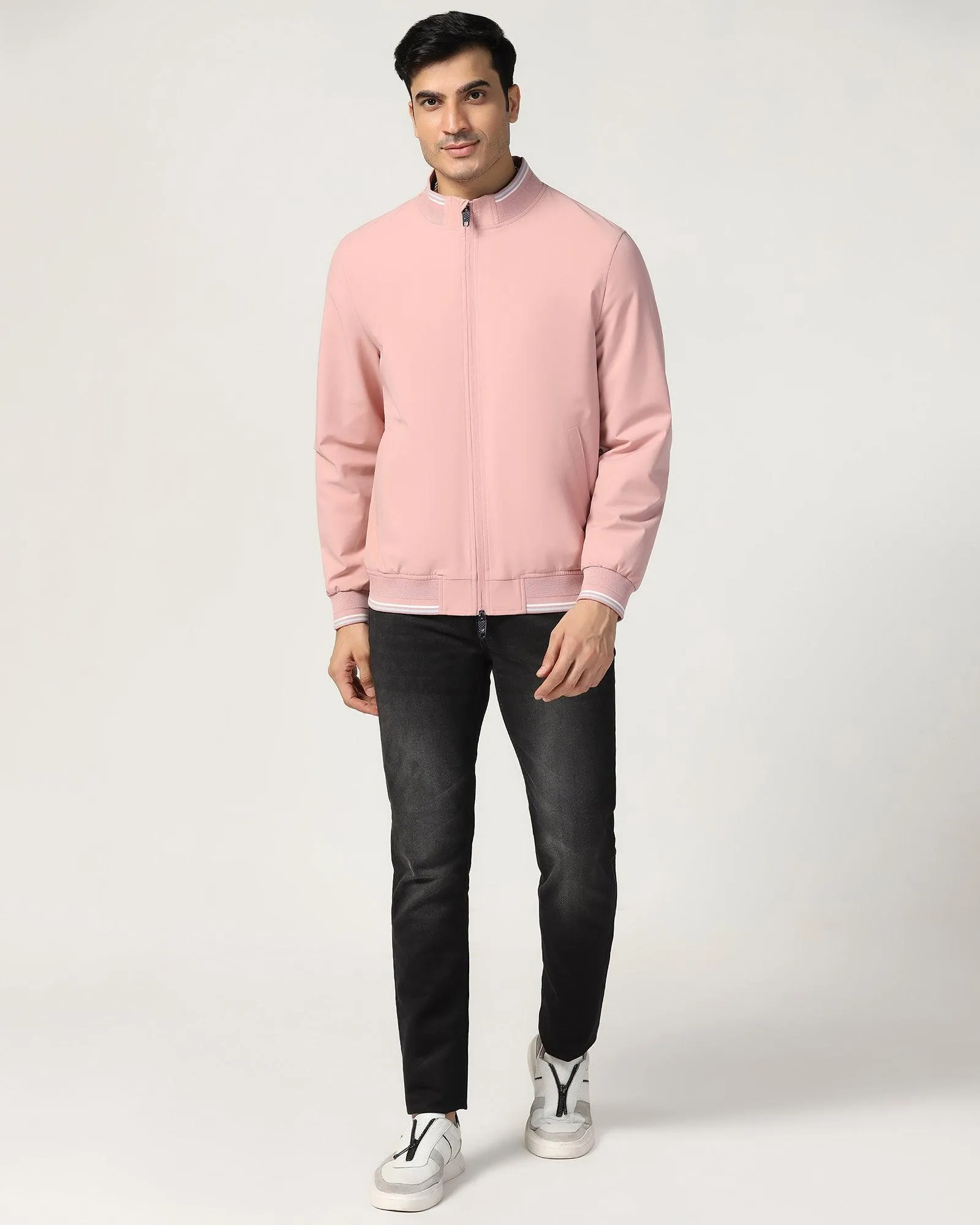 Bomber Peach Solid Zipper Jacket - Cornell