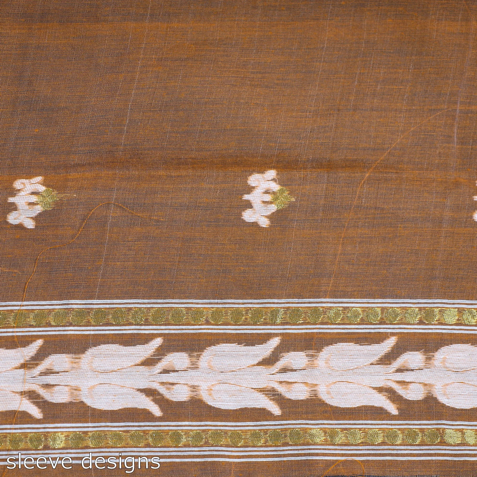 Brown - 2pc Bengal Jamdani Silk Cotton Suit Material Set 05