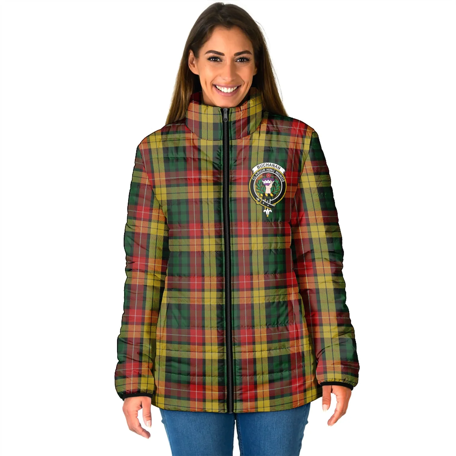 Buchanan Tartan Padded Jacket with Family Crest