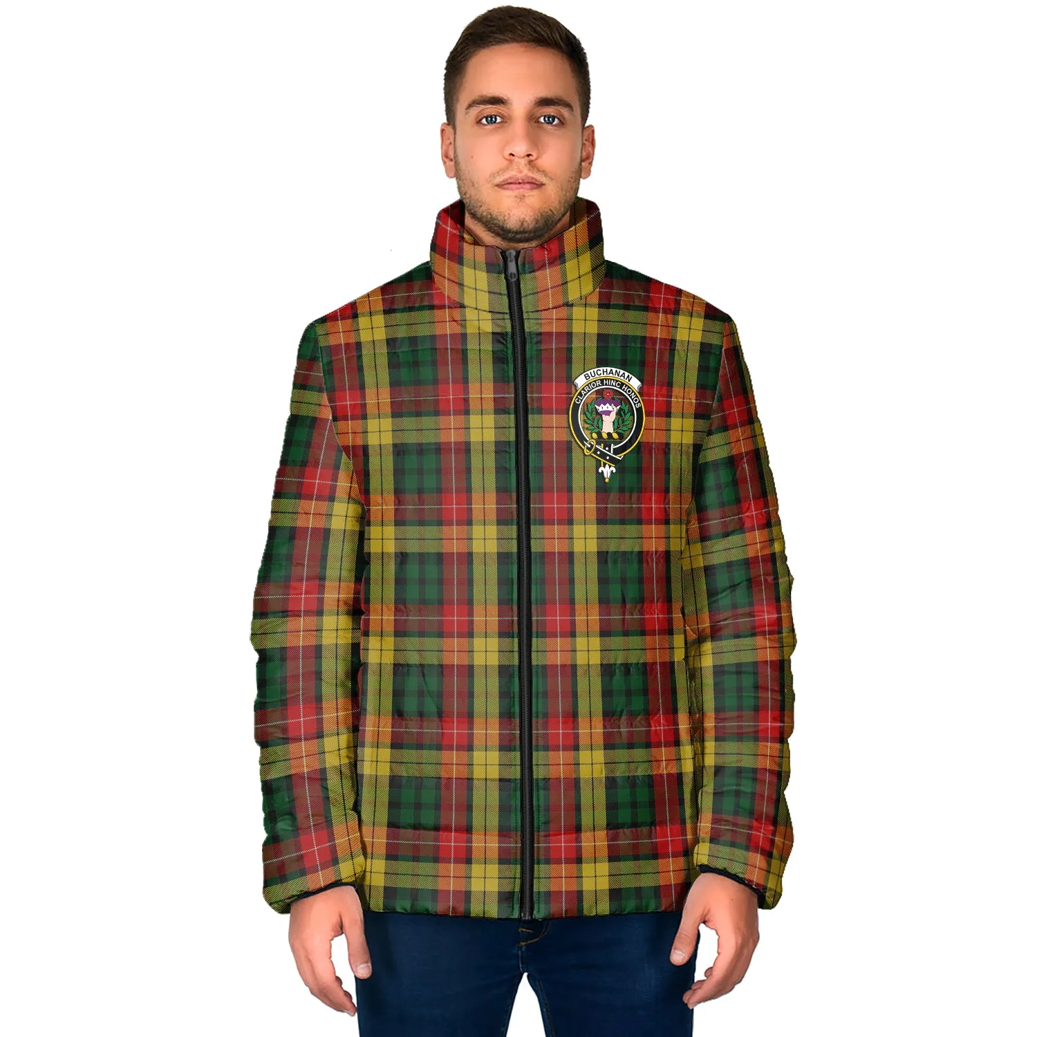 Buchanan Tartan Padded Jacket with Family Crest