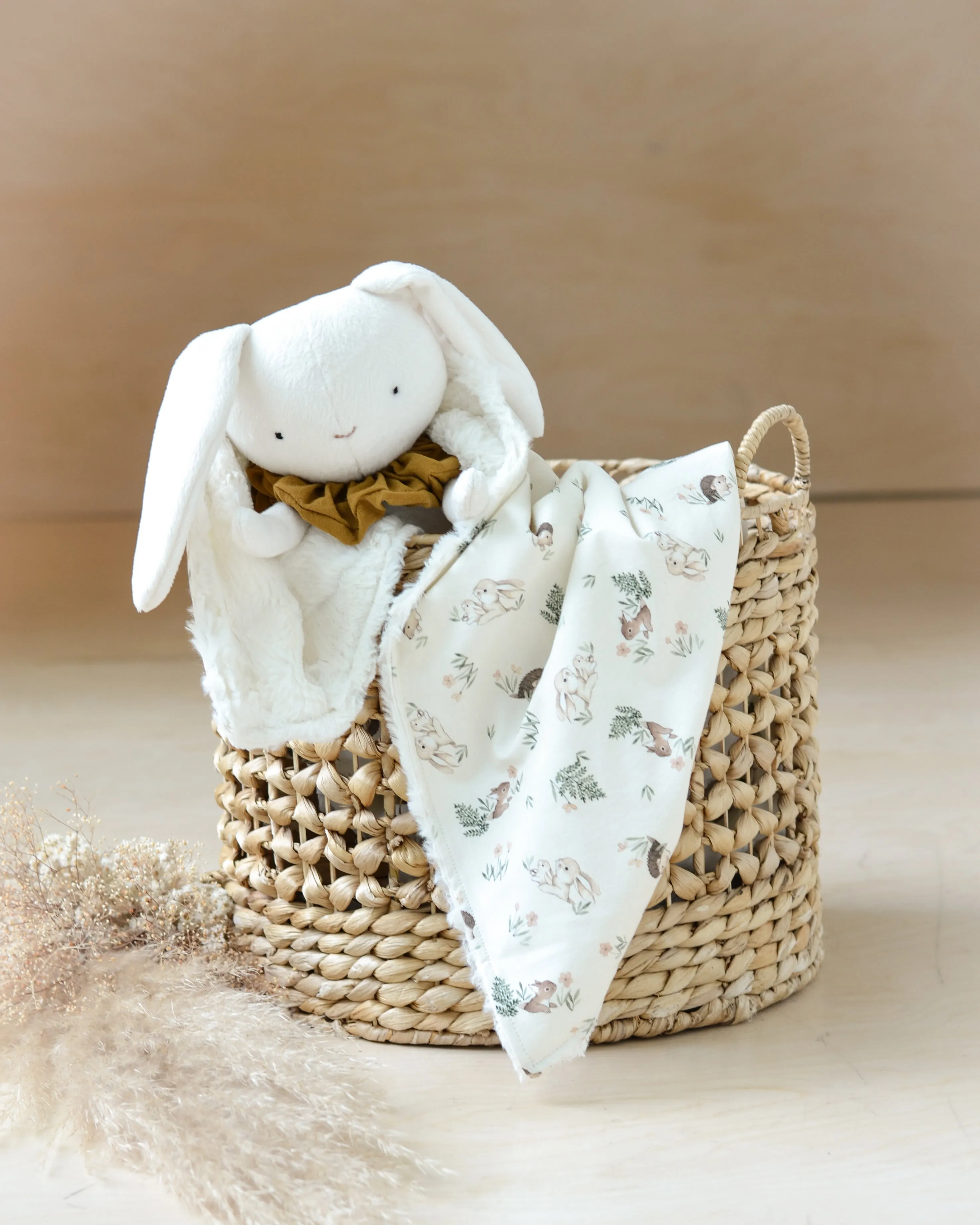 Bunny Plush and Blanket set White Forest