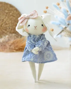 Bunny Soft Toy Jeanne Blue Embroidered Dress