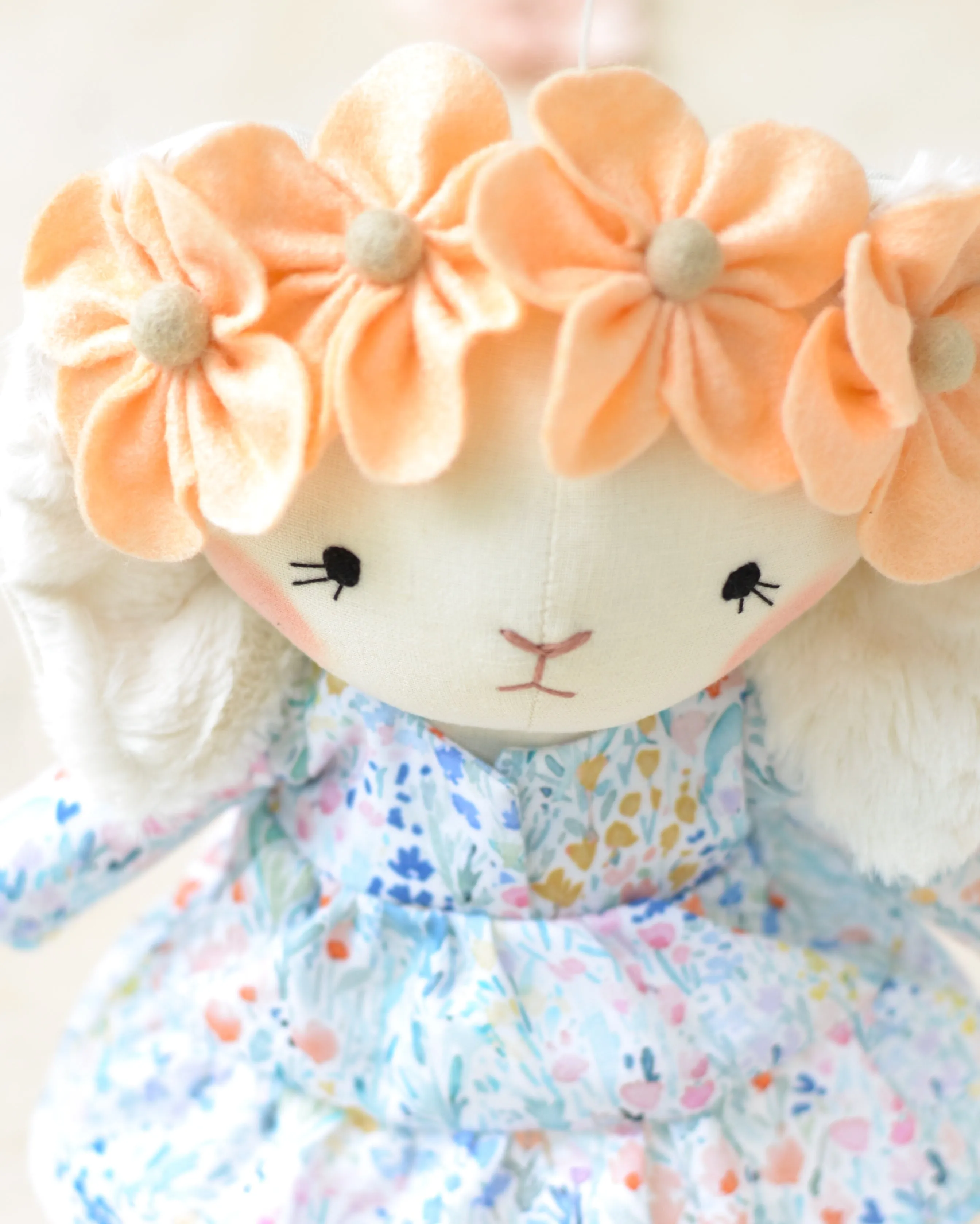 Bunny Soft Toy Jeanne Peach Flower Crown