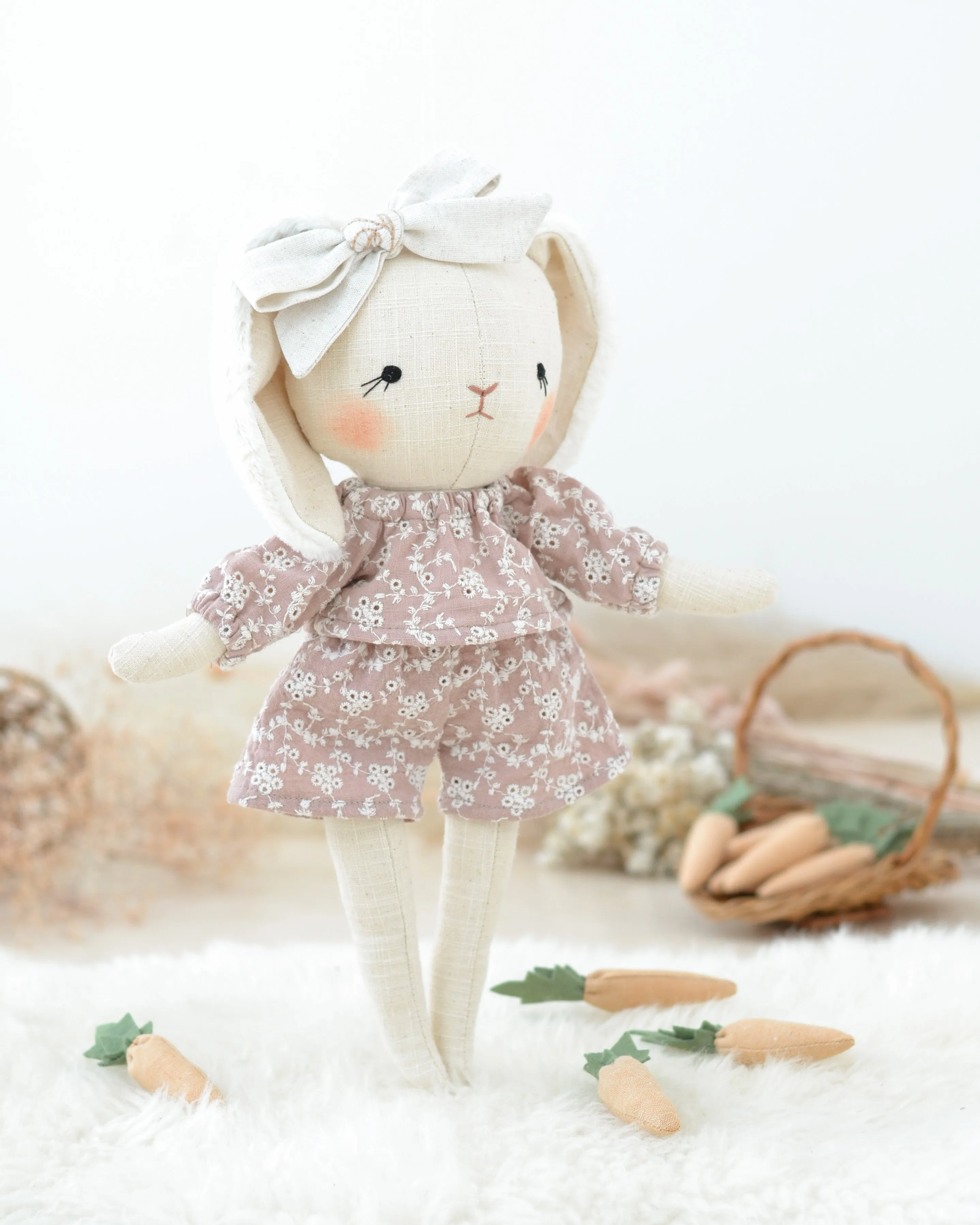 Bunny Soft Toy Jeanne Pink Embroidered set