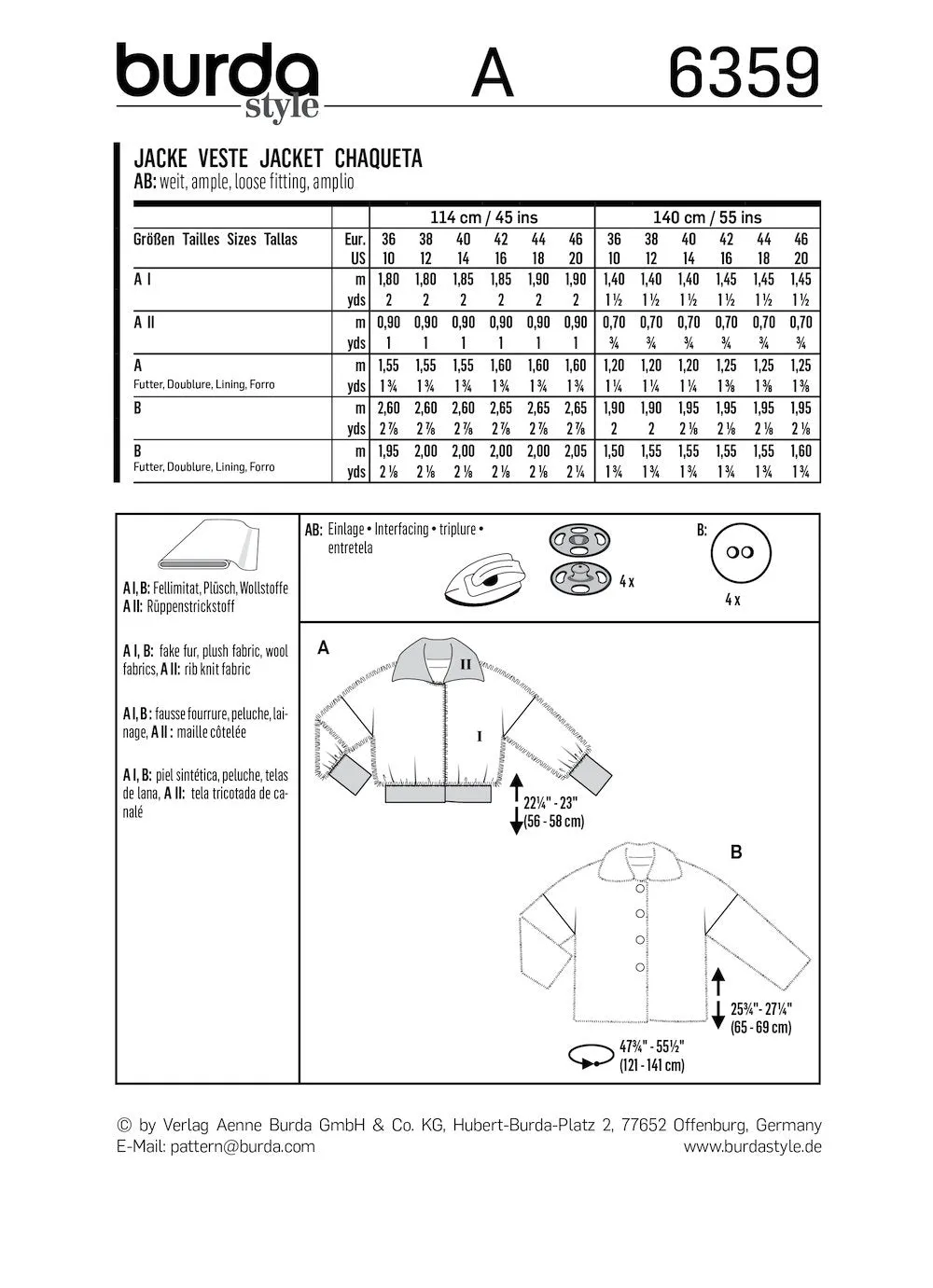 Burda Pattern B6359 (10-20)