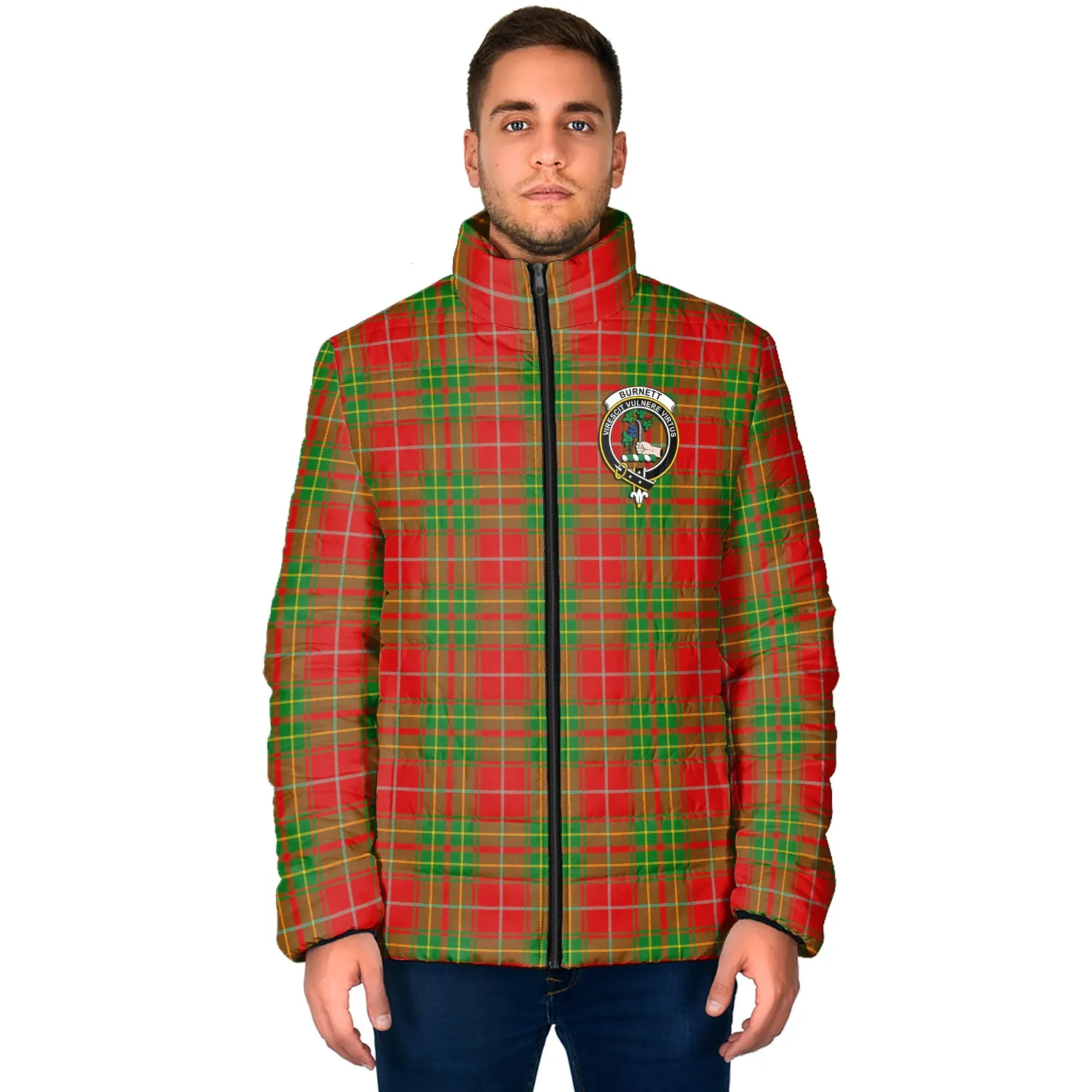 Burnett Tartan Padded Jacket with Family Crest