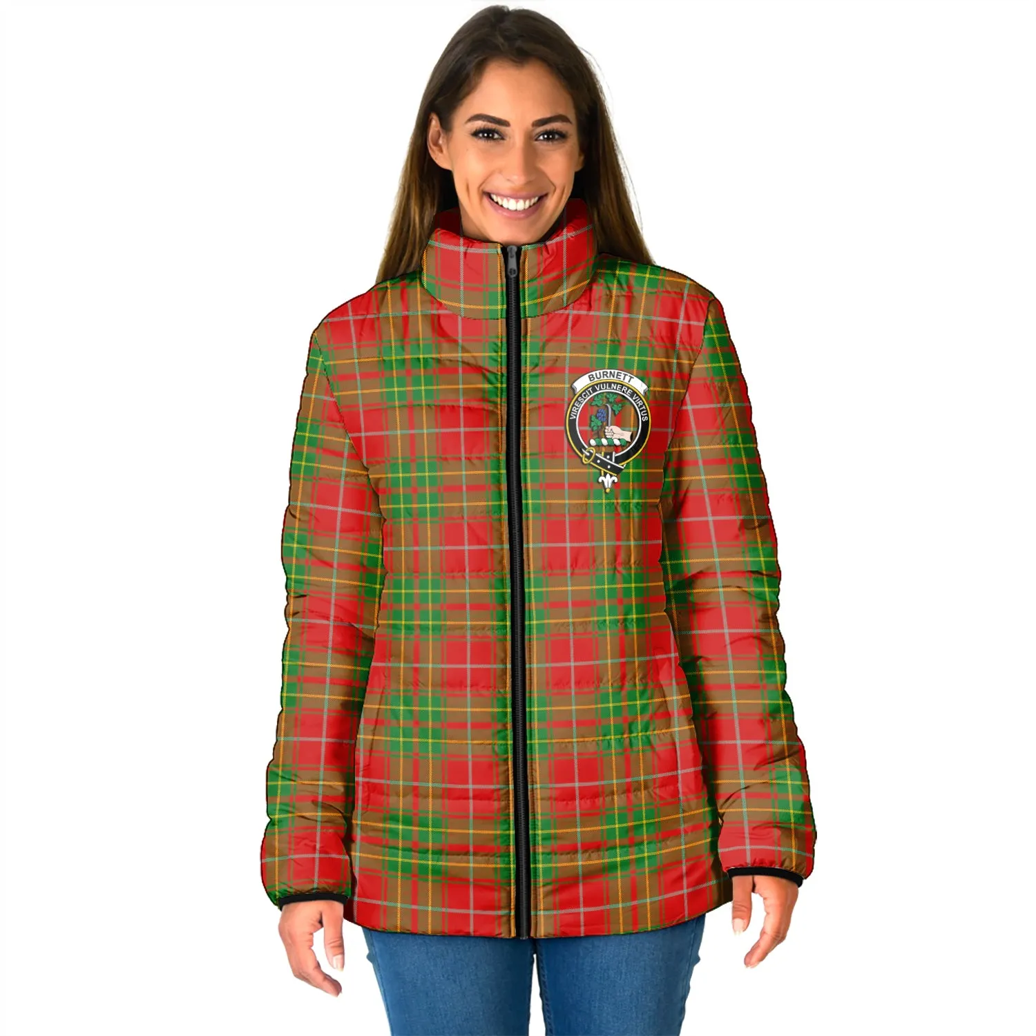 Burnett Tartan Padded Jacket with Family Crest