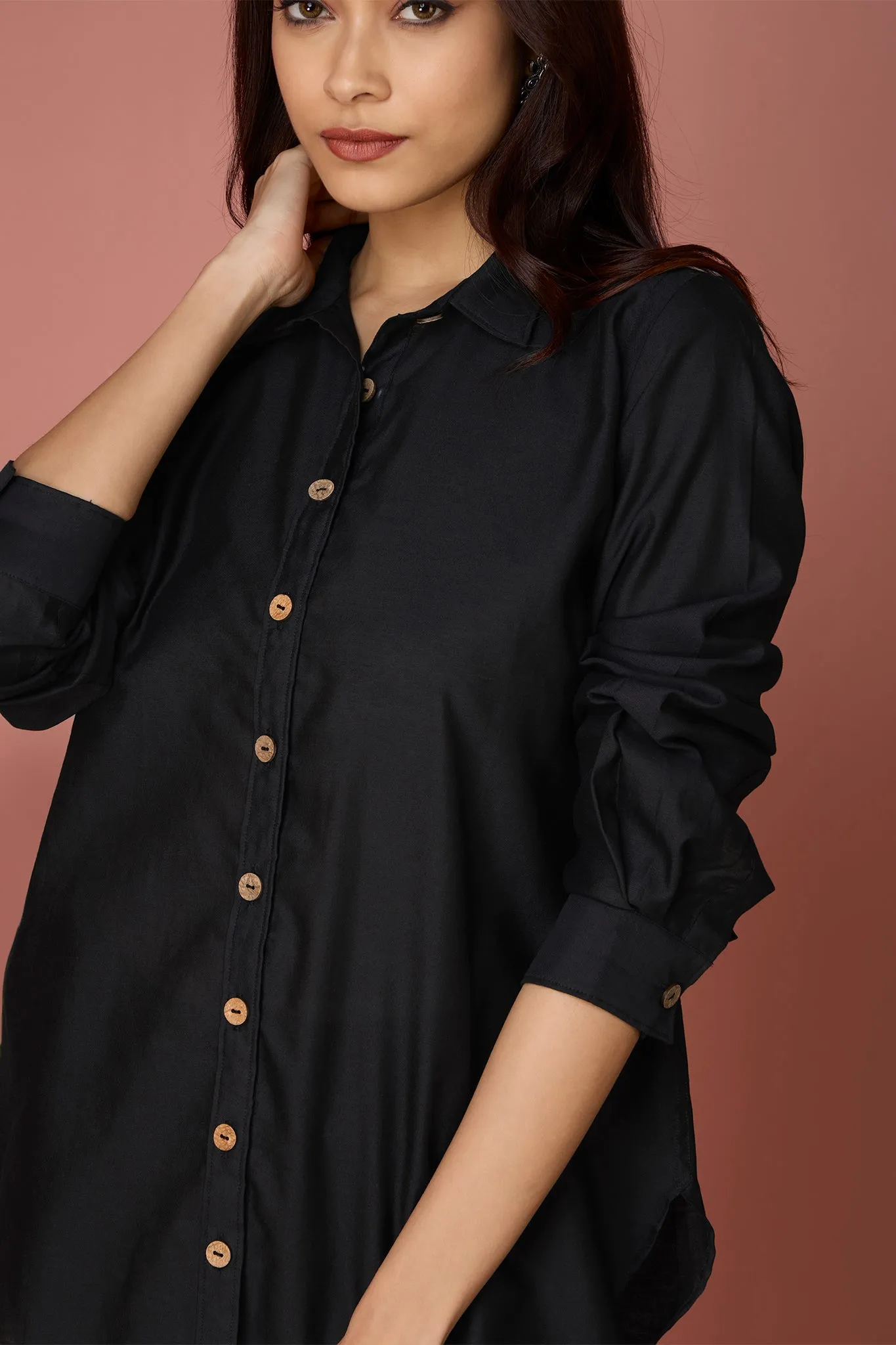 button down chanderi shirt - Ebony & Elegance