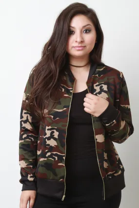 Camouflage Zip Up Bomber Jacket