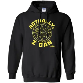 Captain Marvel Actually I Can Yellow Logo Pullover Hoodie Sweatshirt