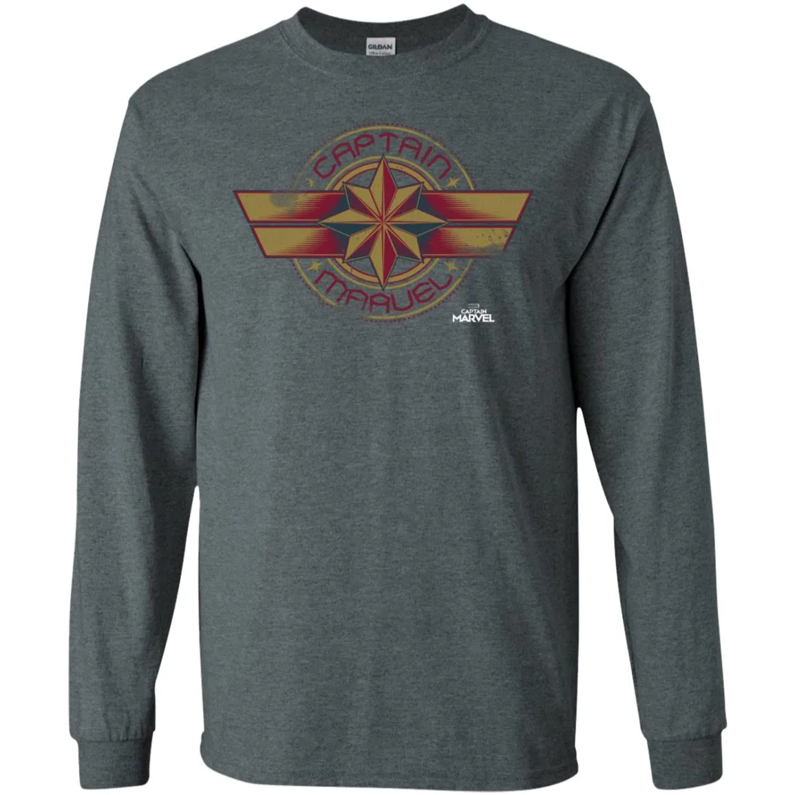 Captain Marvel Color Fade Circle Logo Badge Men Long Sleeve Shirt