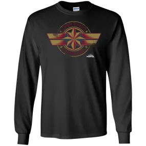 Captain Marvel Color Fade Circle Logo Badge Men Long Sleeve Shirt