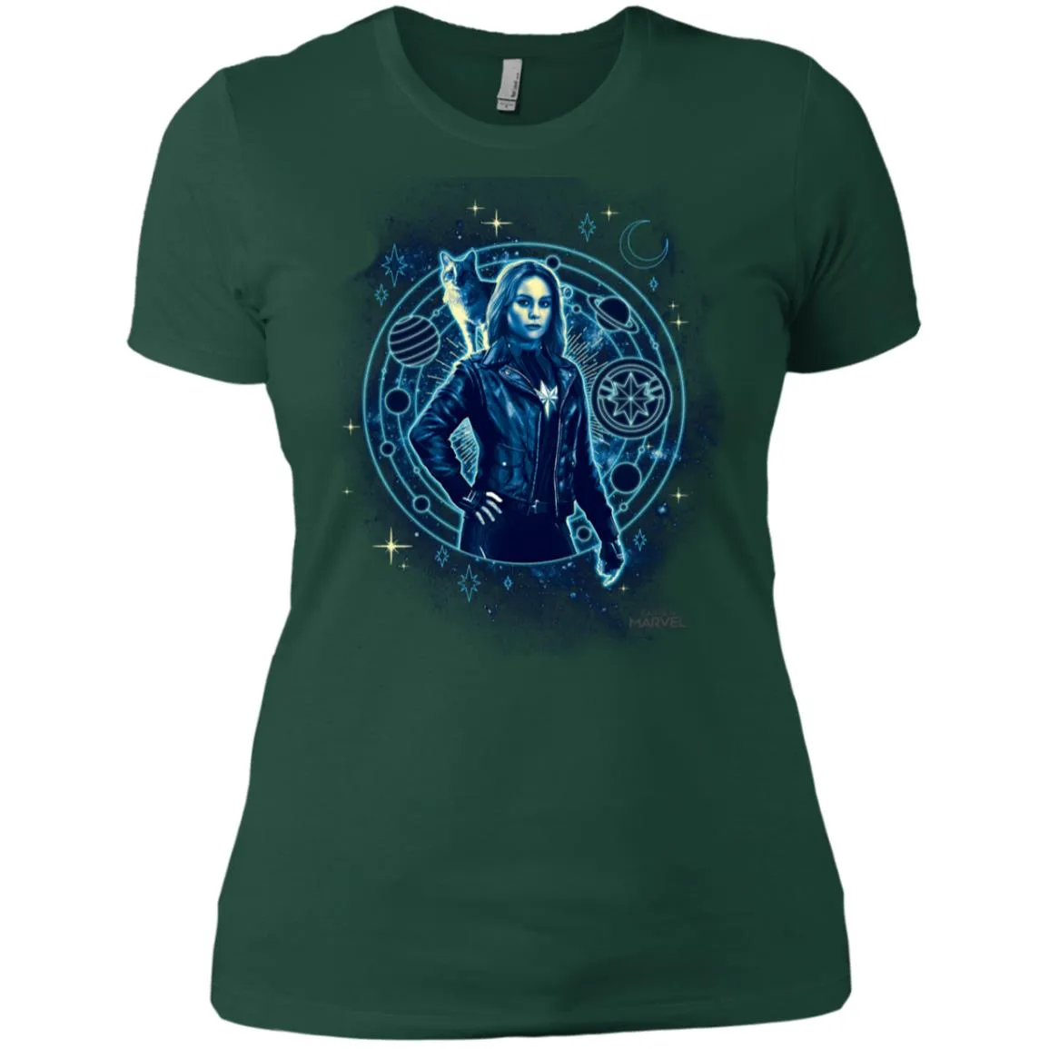 Captain Marvel Goose Geometric Circle Space Women Cotton T-Shirt