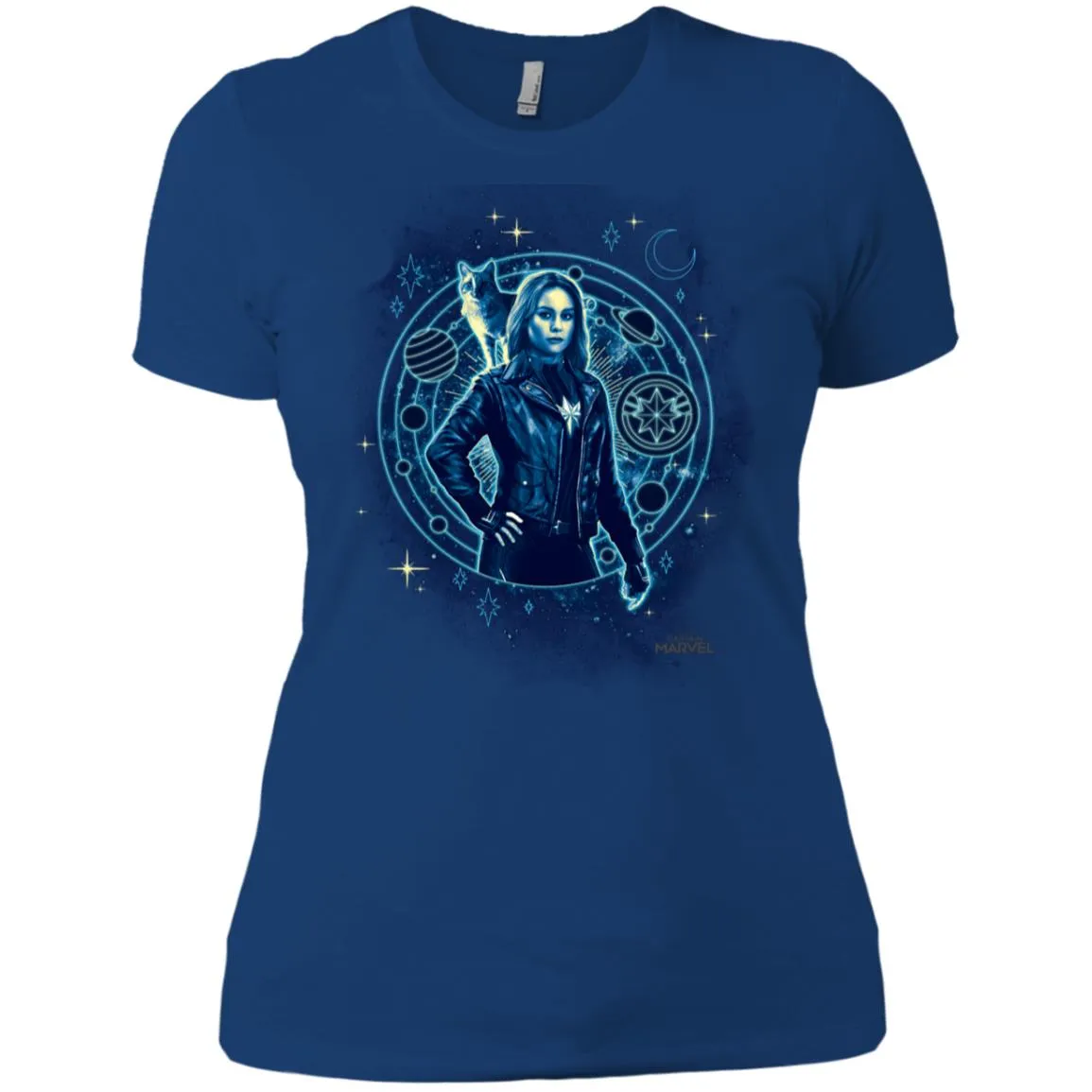 Captain Marvel Goose Geometric Circle Space Women Cotton T-Shirt