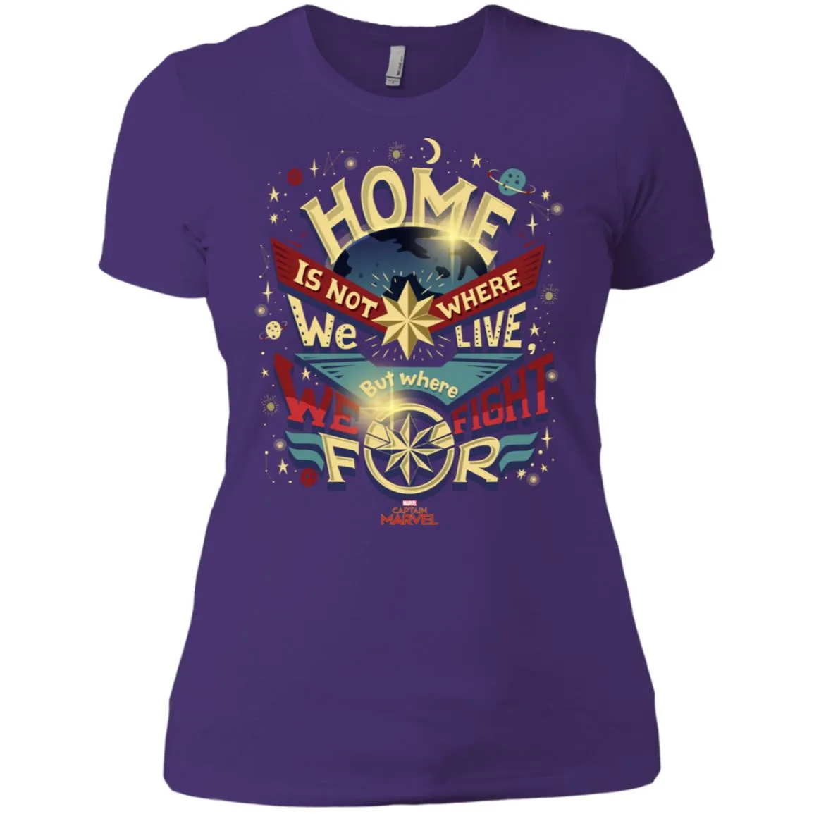 Captain Marvel Home Is What We Fight For Women Cotton T-Shirt