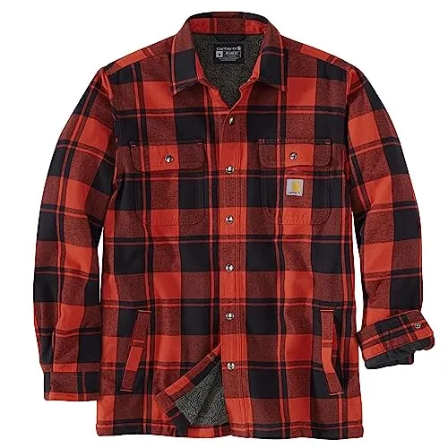 Carhartt 105939 & 106354 Men's Relaxed Fit Flannel Sherpa-Lined Shirt Jac