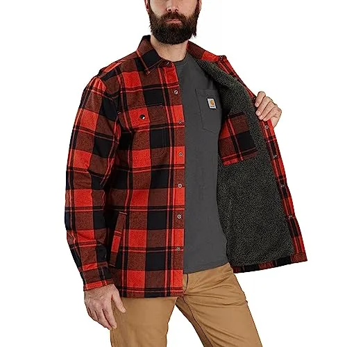 Carhartt 105939 & 106354 Men's Relaxed Fit Flannel Sherpa-Lined Shirt Jac