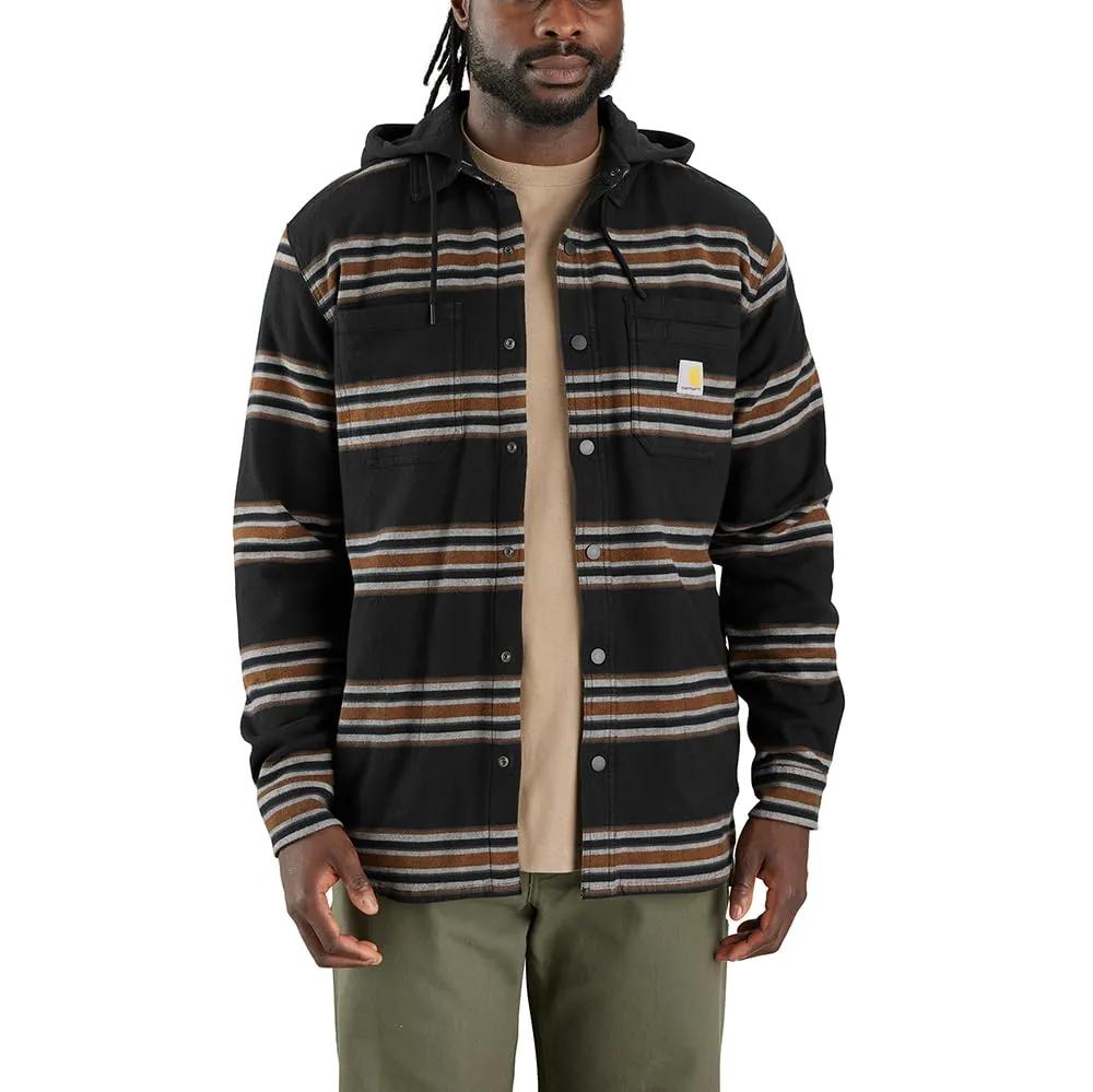 Carhartt 106353 Men's Rugged Flex Relaxed Fit Flannel Fleece Lined Hooded Shirt Jac