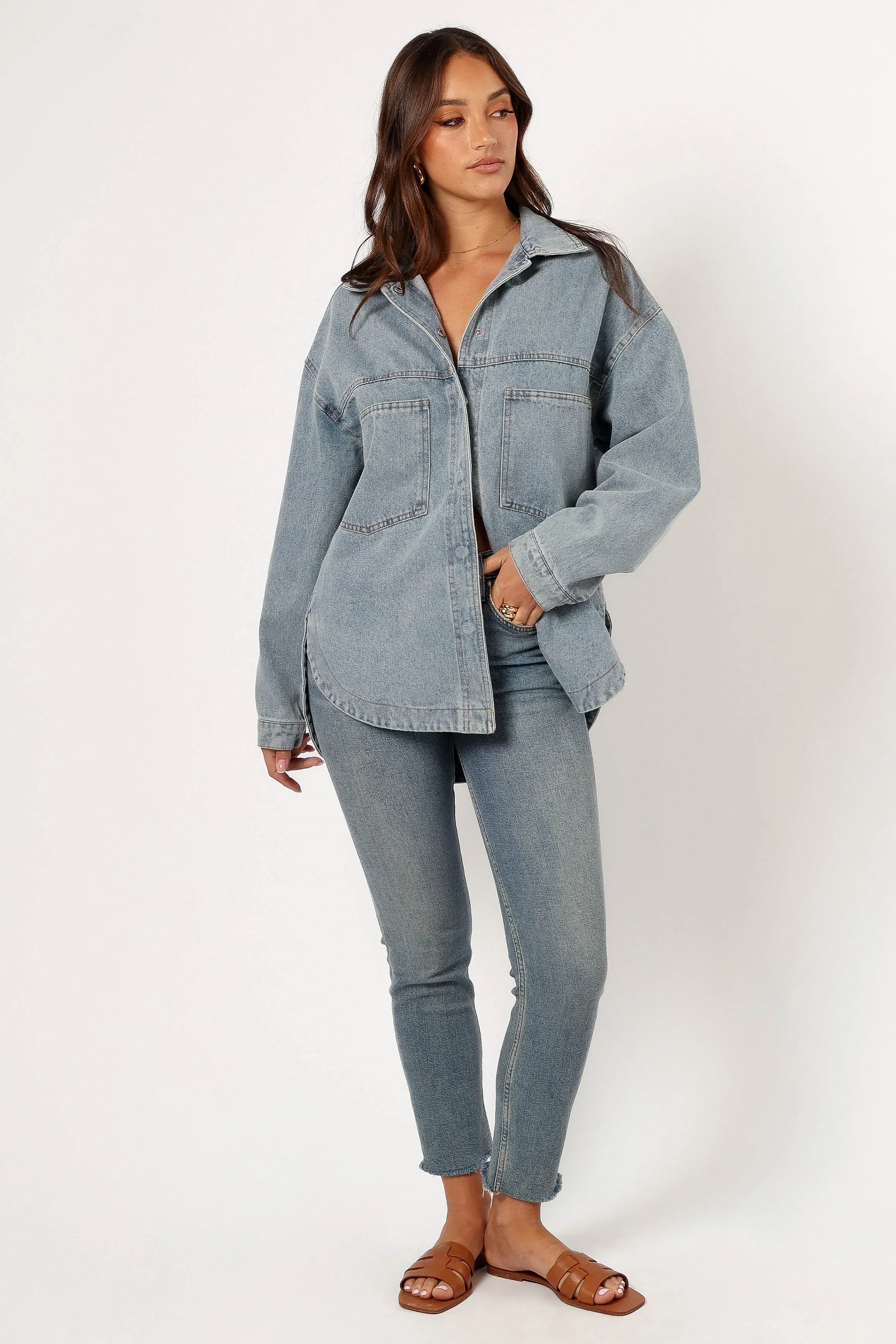 Cassie Oversized Denim Shacket - Blue