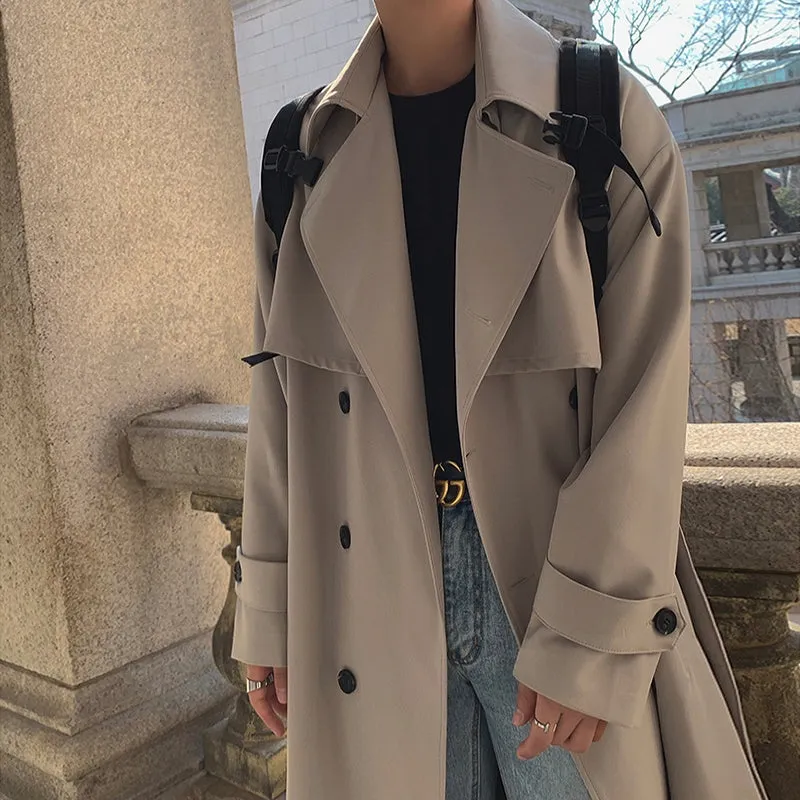 Casual British Style Double Breasted Loose Coat