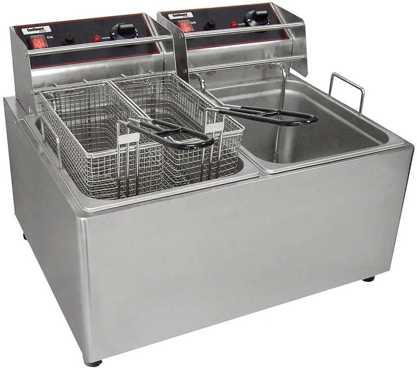 Cecilware Pro EL2X15, 3,600 Watt Electric Countertop Fryer, 30 Lb