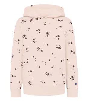 Champion Big Girls 'C' Star All Over Print Fleece Hoodie - Sheer Pale Pink