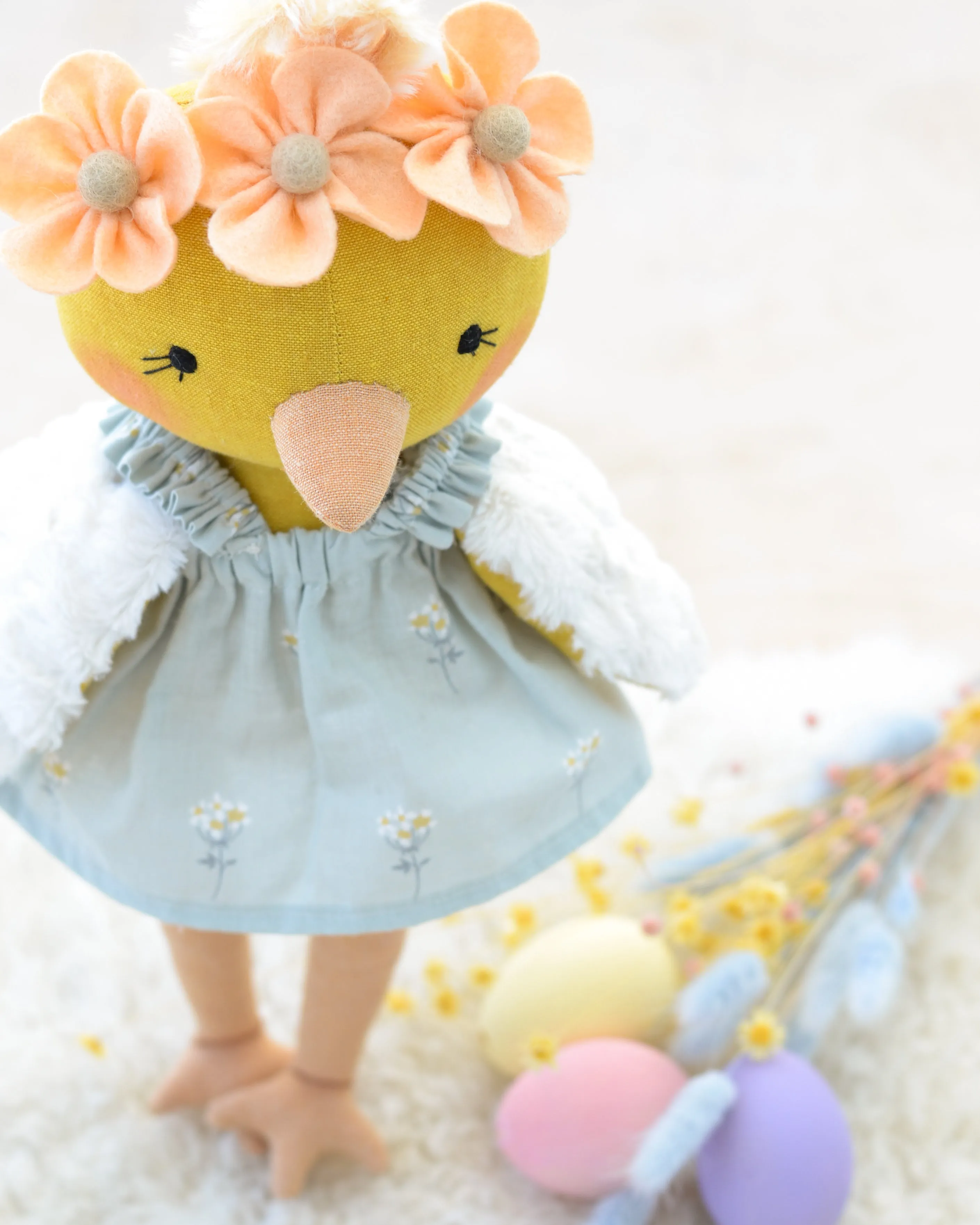 Chick Doll with felt flowers