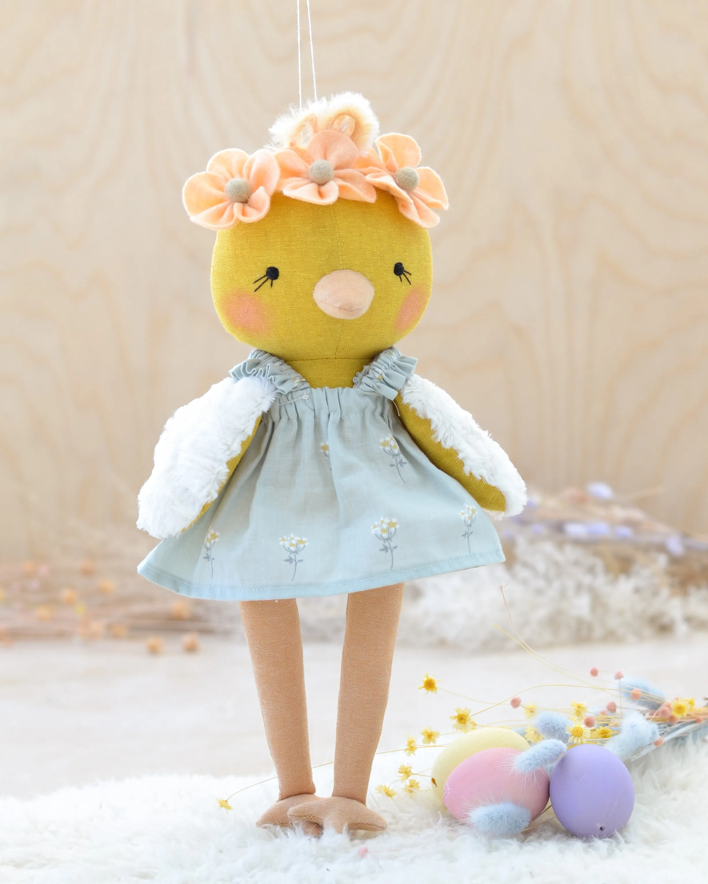 Chick Doll with felt flowers