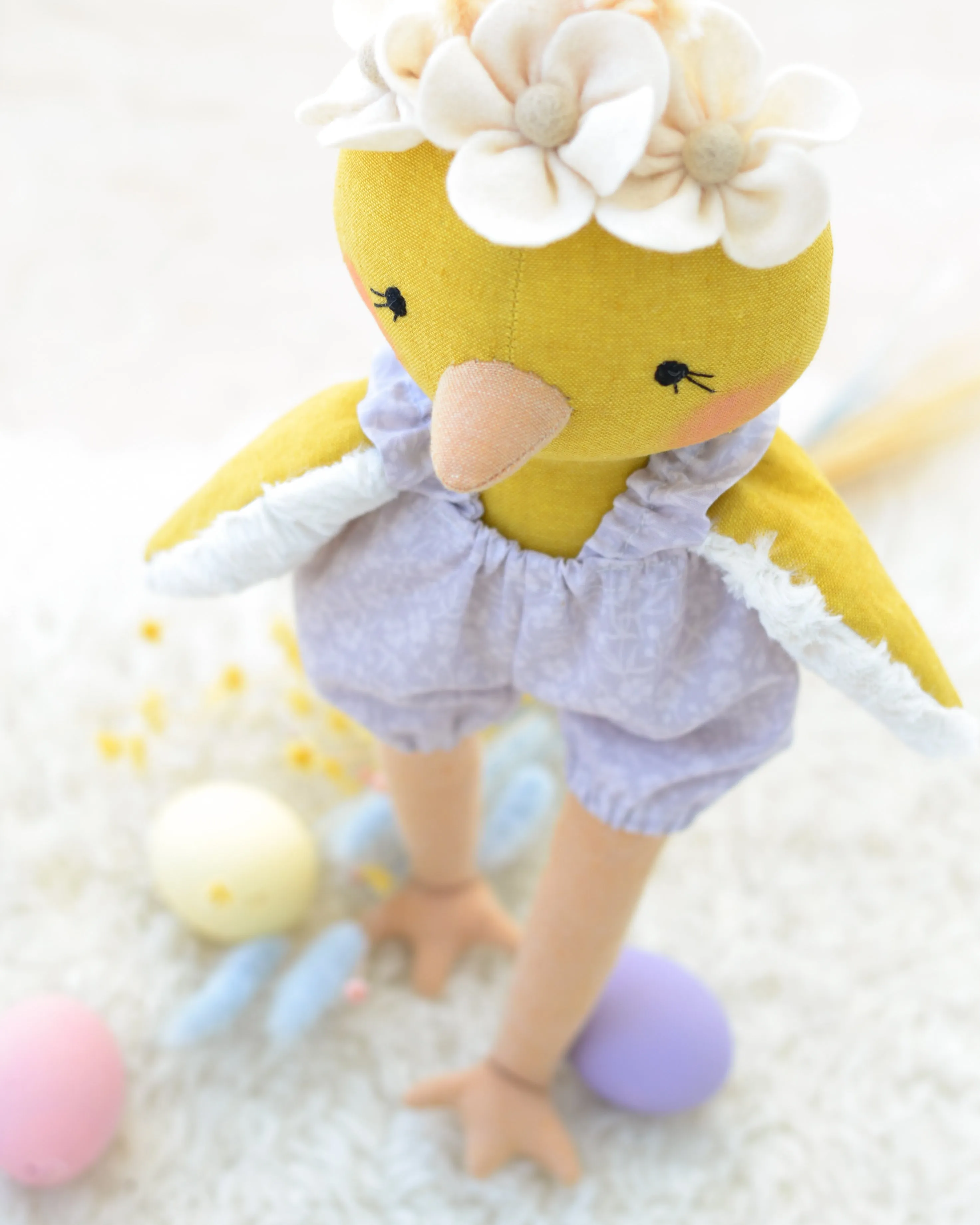 Chick Doll with felt flowers