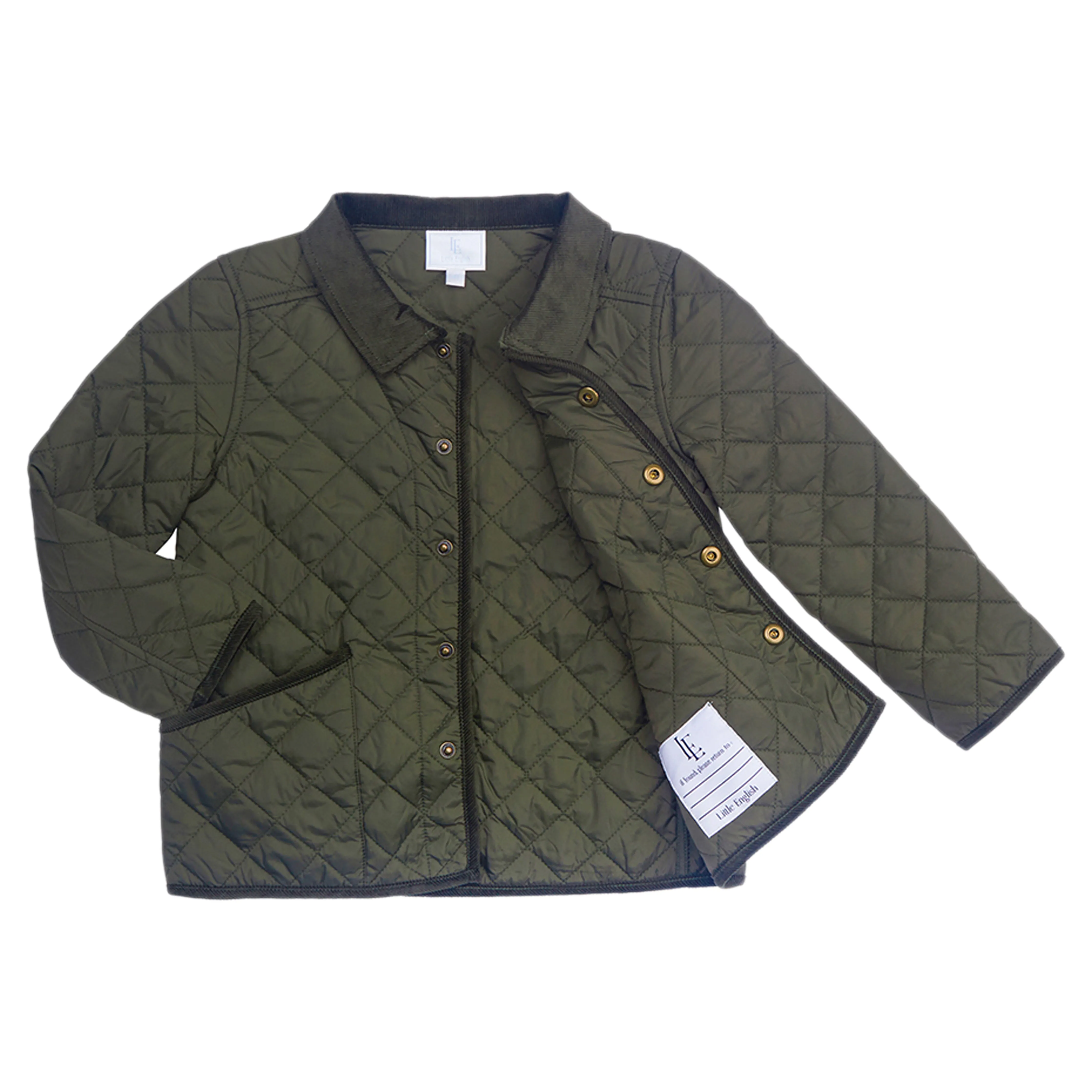 Classic Quilted Jacket-Olive & Light Blue (Kid)