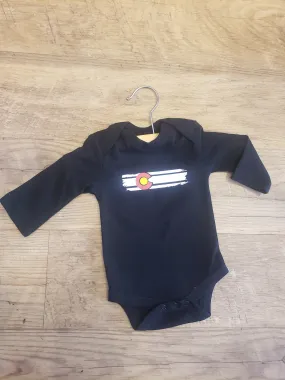 Colorado Baby - Flag Onesie - Black Long Sleeve