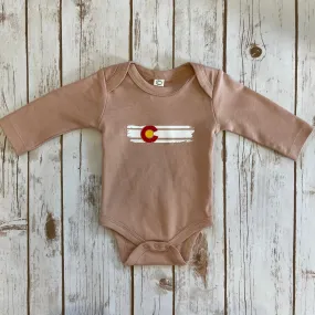 Colorado Baby - Flag Onesie - Blush Long Sleeve