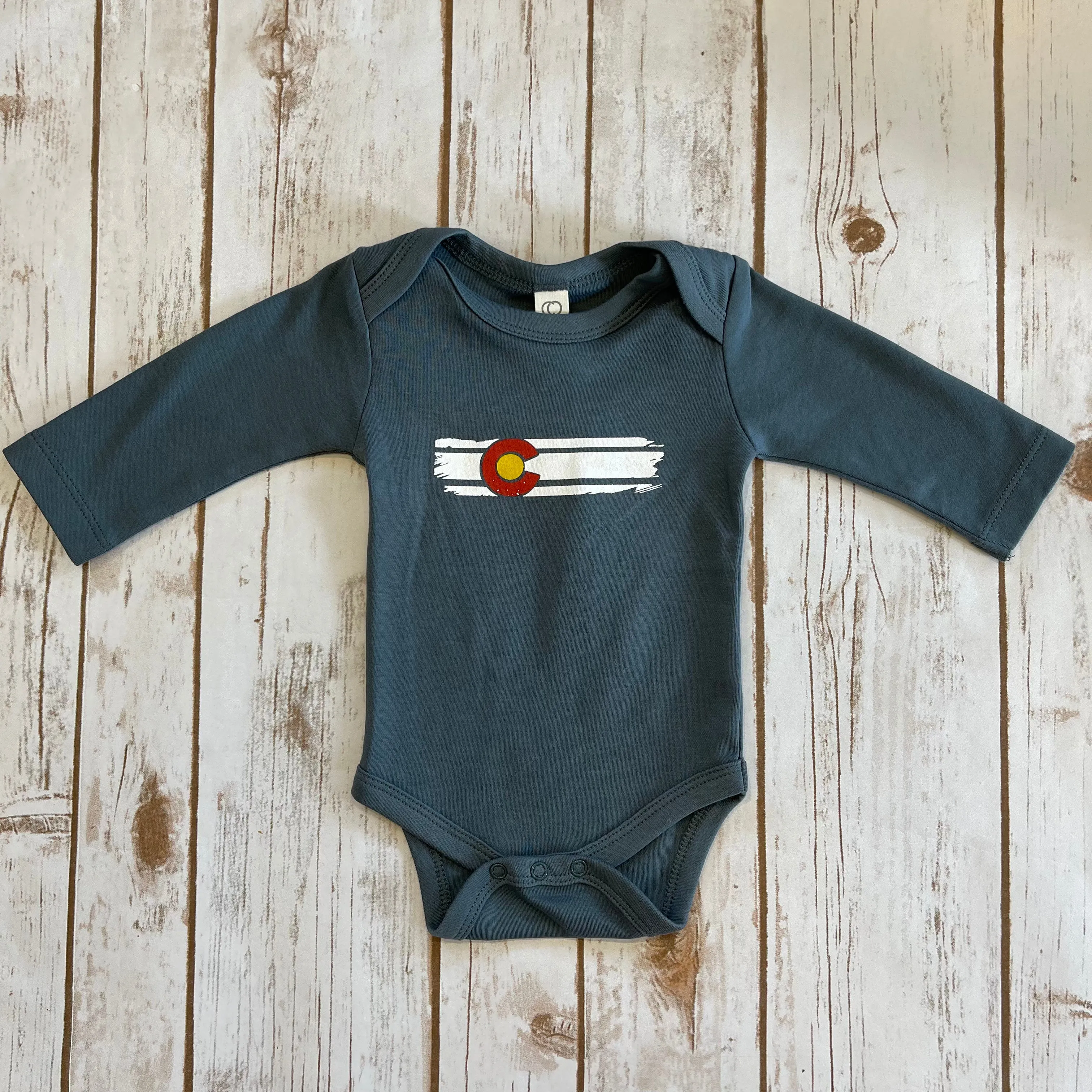 Colorado Baby - Flag Onesie - Harbor Long Sleeve