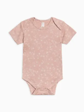 Colored Organics - Afton Short Sleeve Bodysuit - Candice Floral Dusty Mauve