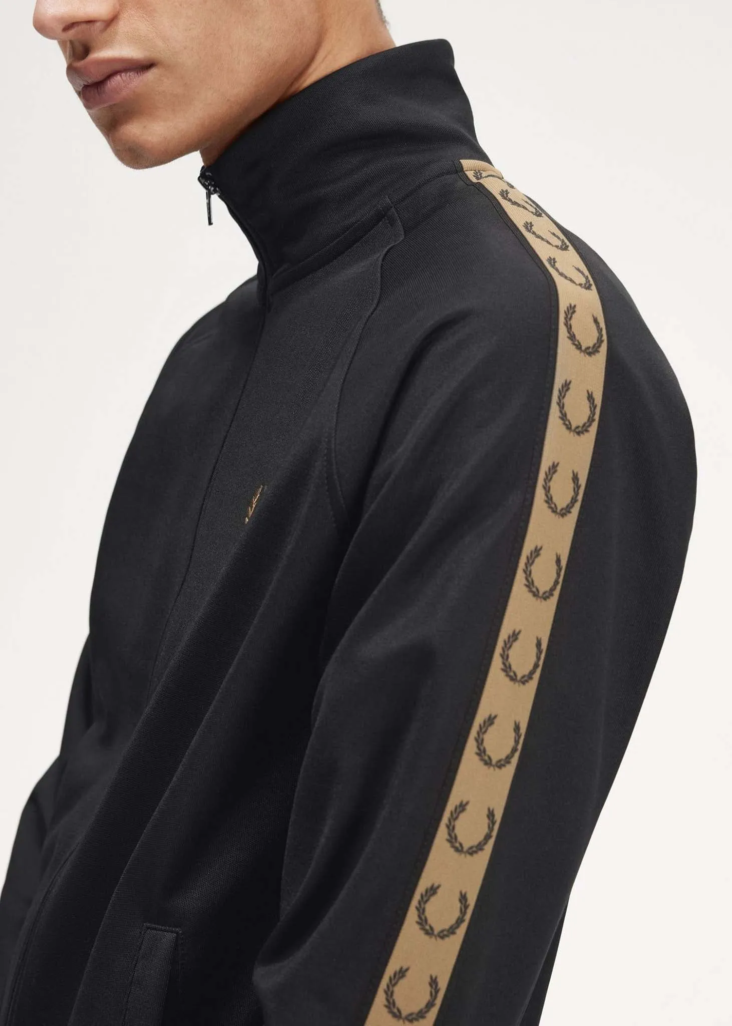 Contrast tape track jacket - black shaded stone