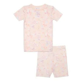 coral floral modal magnetic no drama toddler pajama shortie set